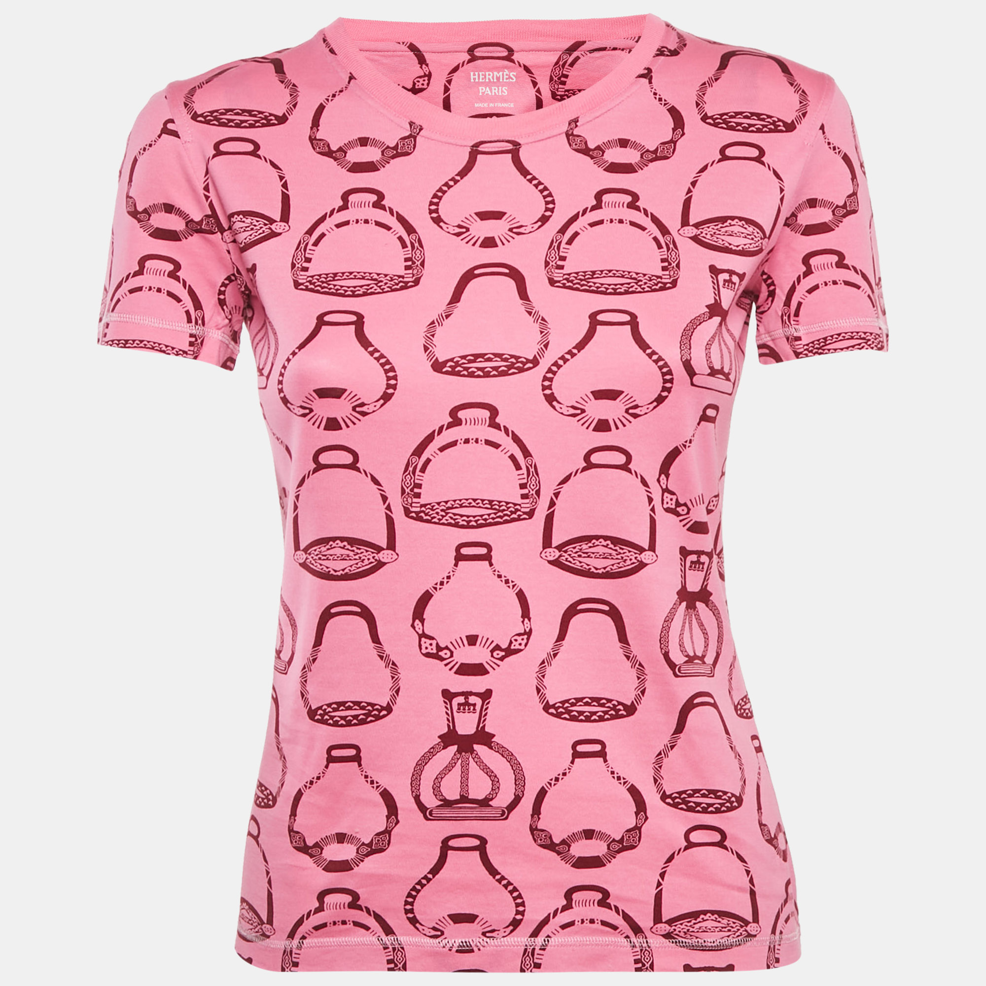 

Hermes Pink Printed Cotton Crewneck T-Shirt S