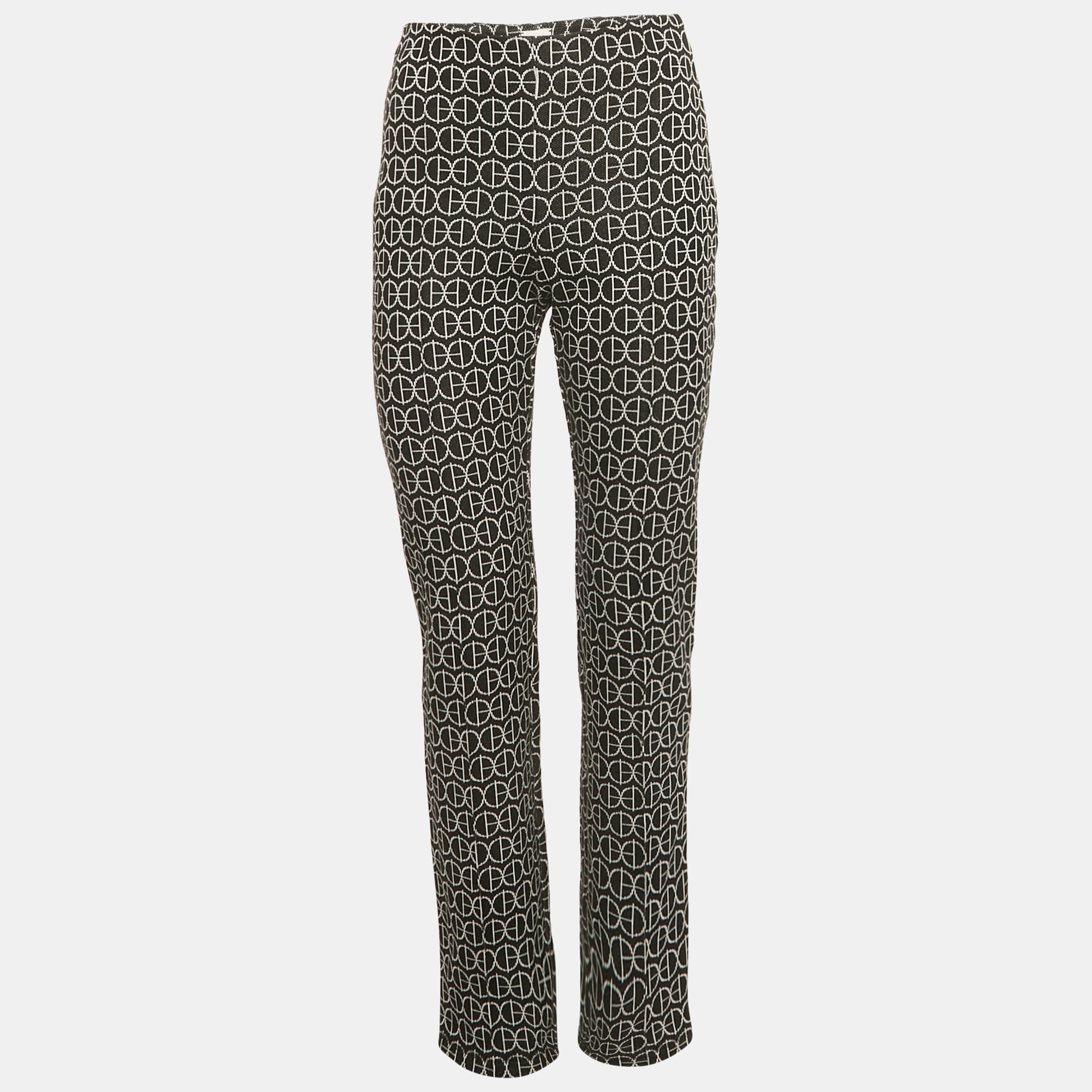 Pre-owned Hermes Black Logo Jacquard Knit Trousers S