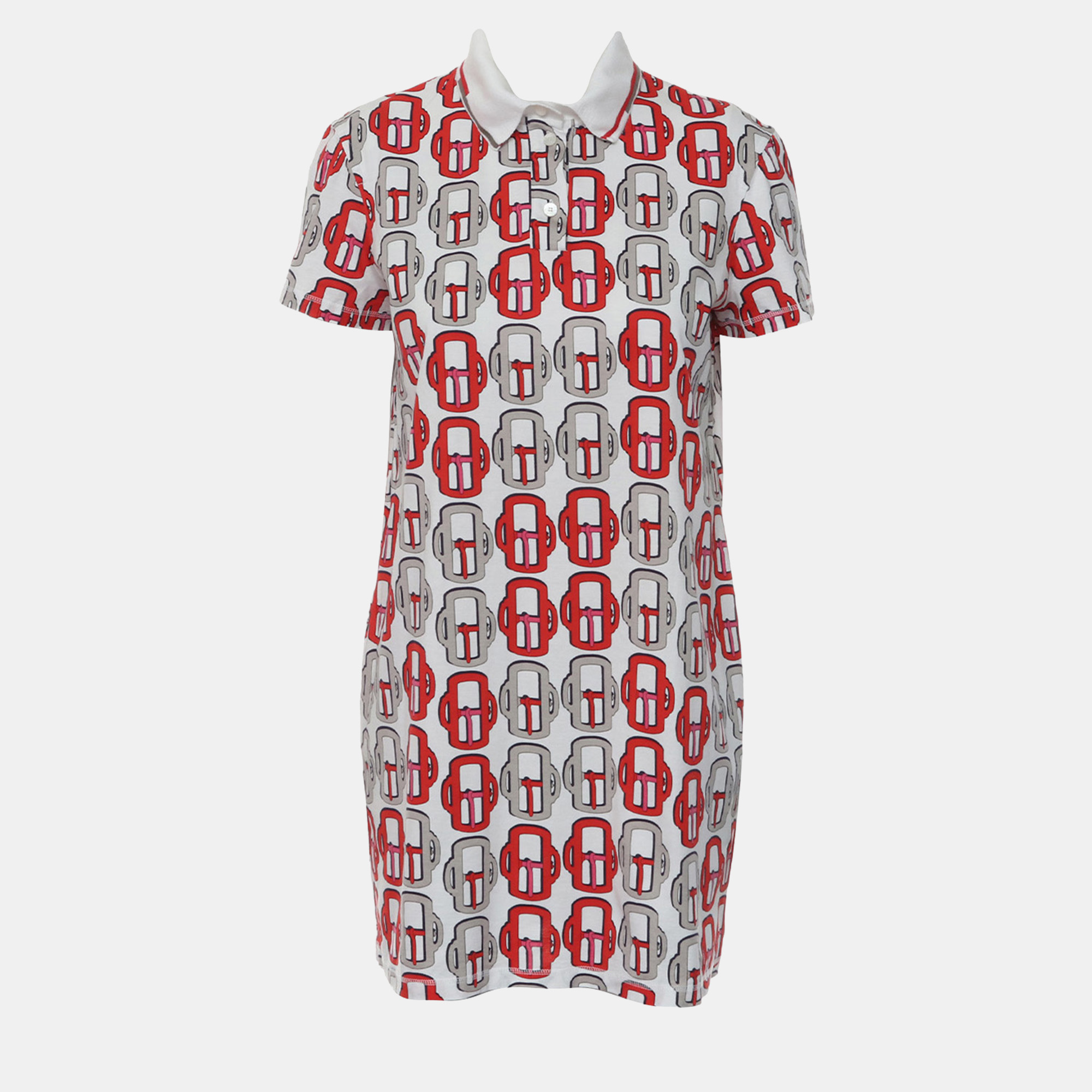 Pre-owned Hermes Printed Polo Dress In Multi