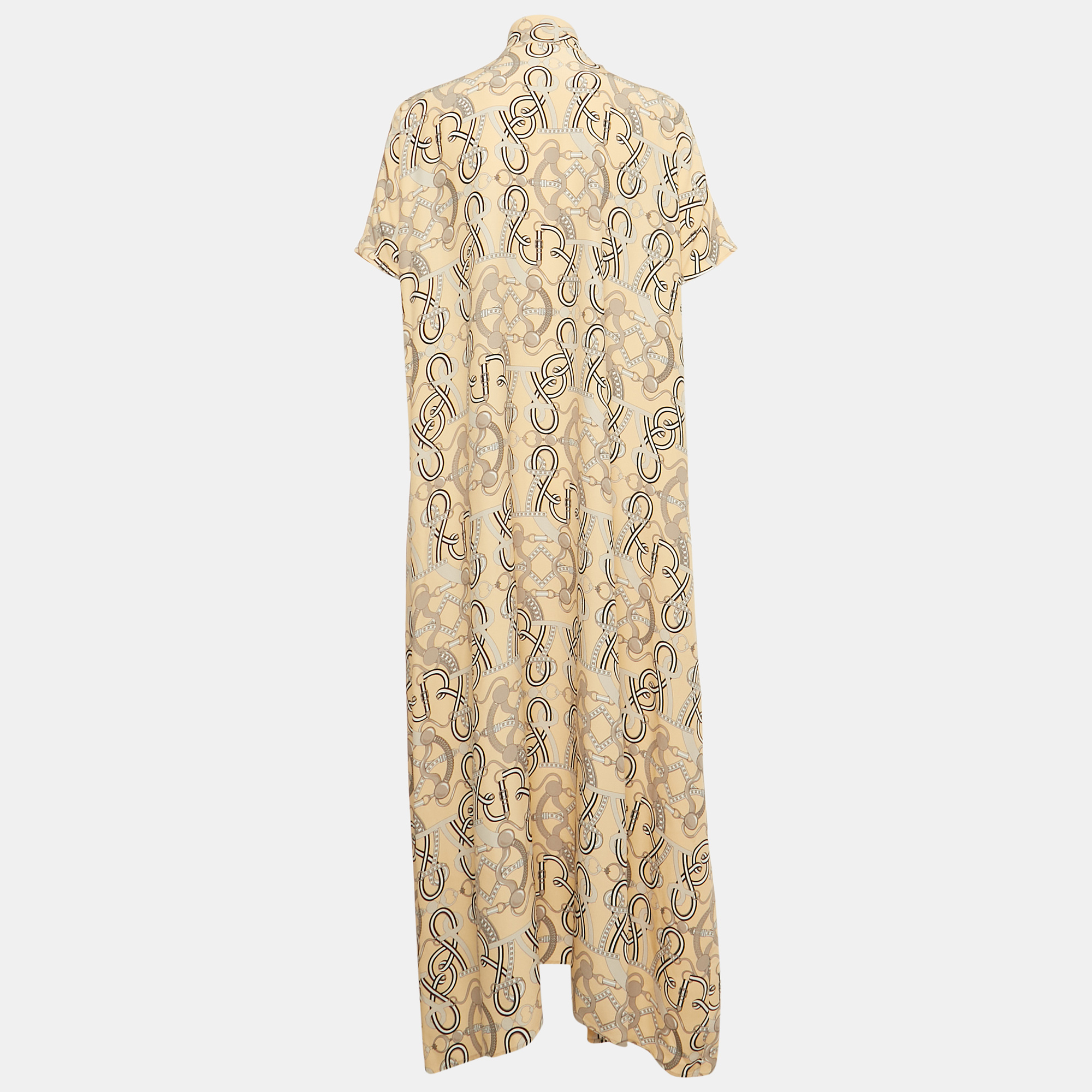 

Hermes Cream Printed Silk Midi Dress M