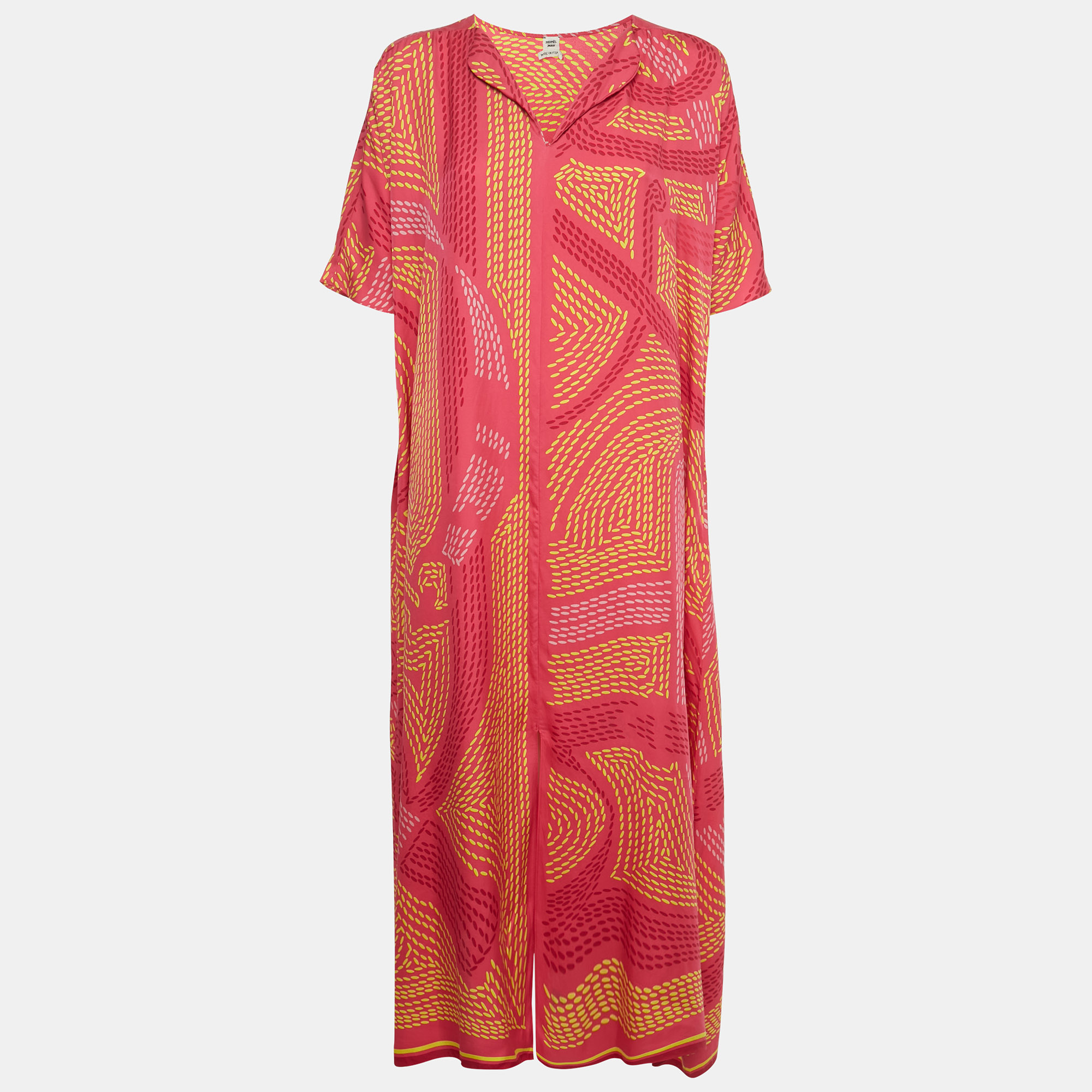 

Hermes Pink Printed Silk Maxi Dress S