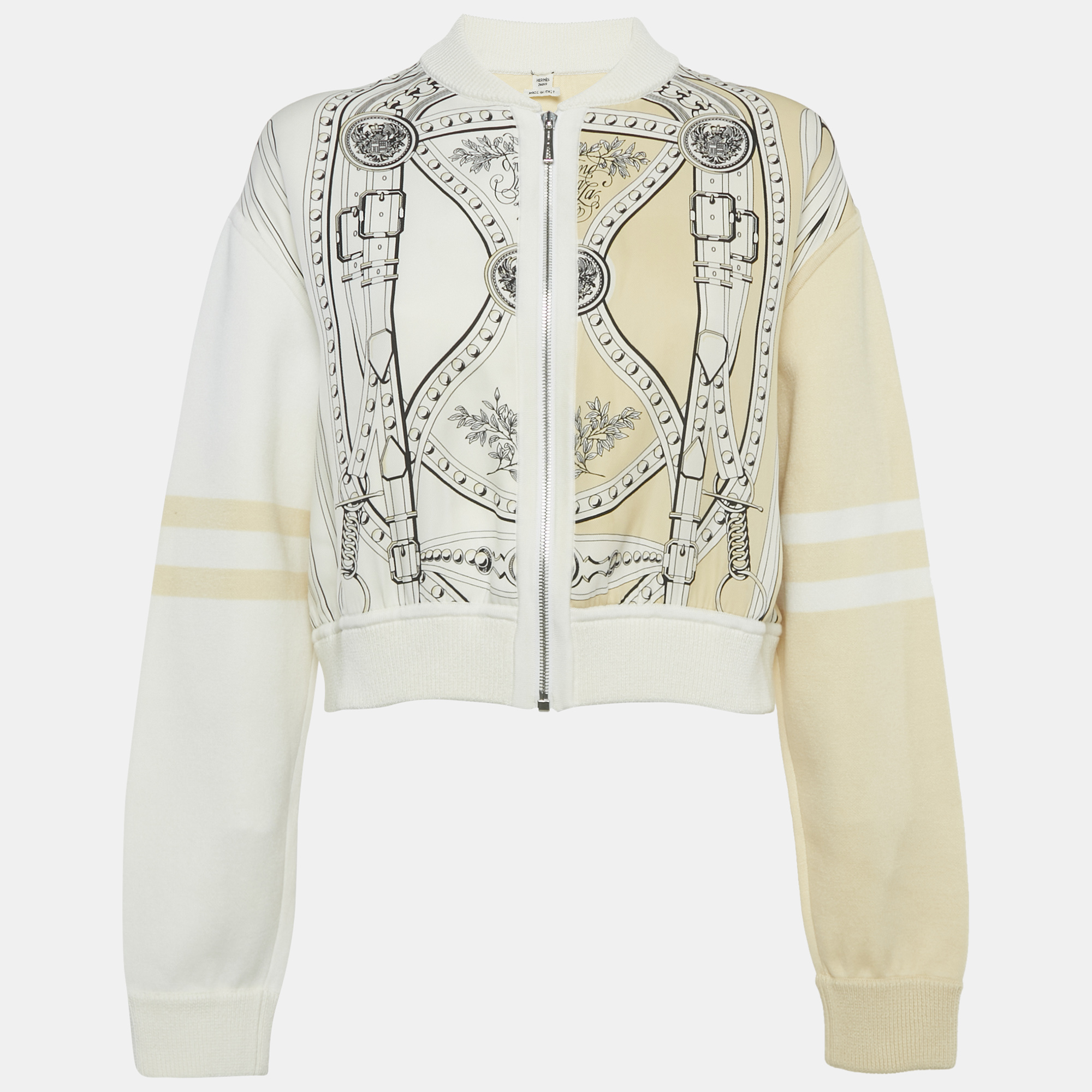 

Hermès Cream Grand Tralala Jersey Bomber Jacket M