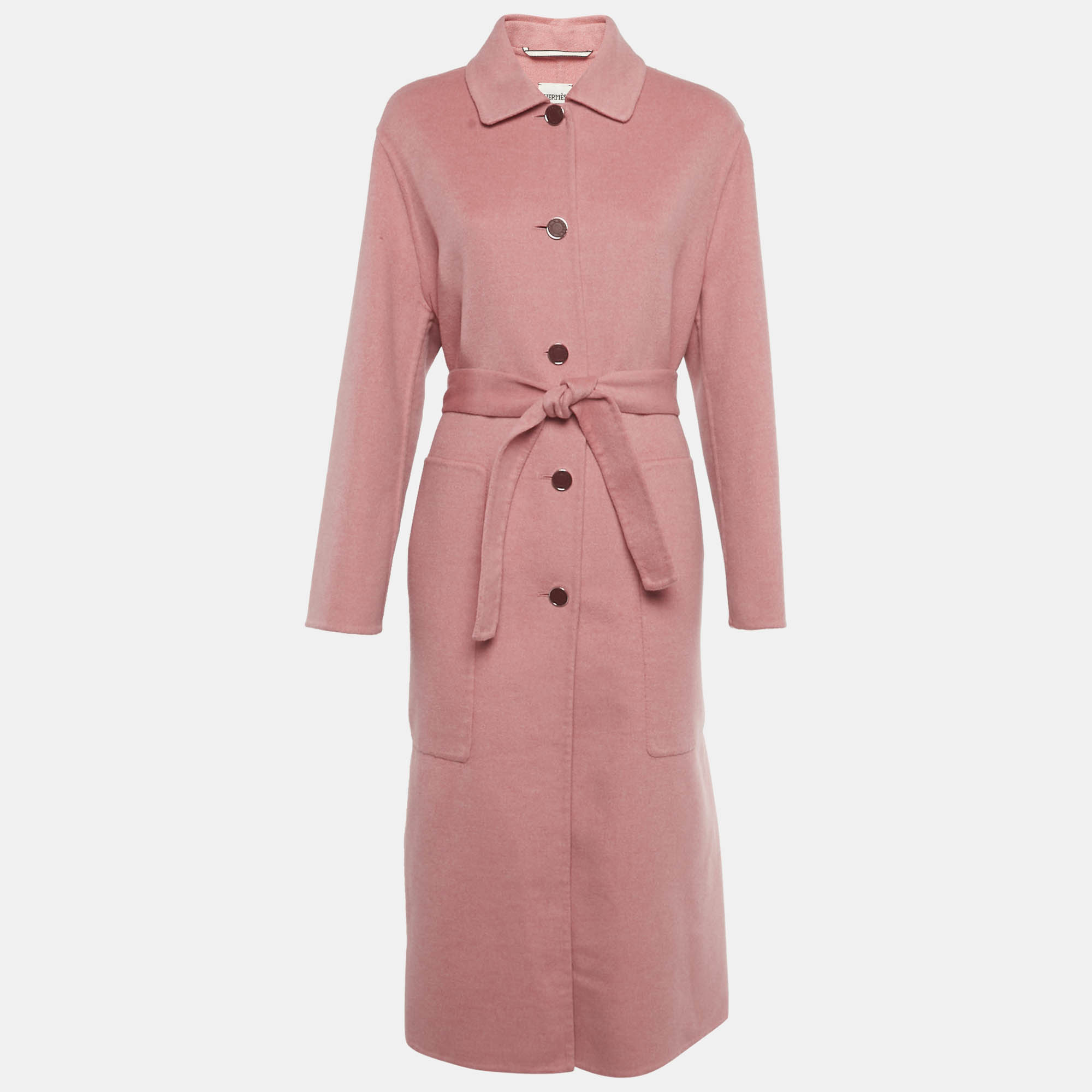

Hermes Pink Cashmere Felt Belted Coat M