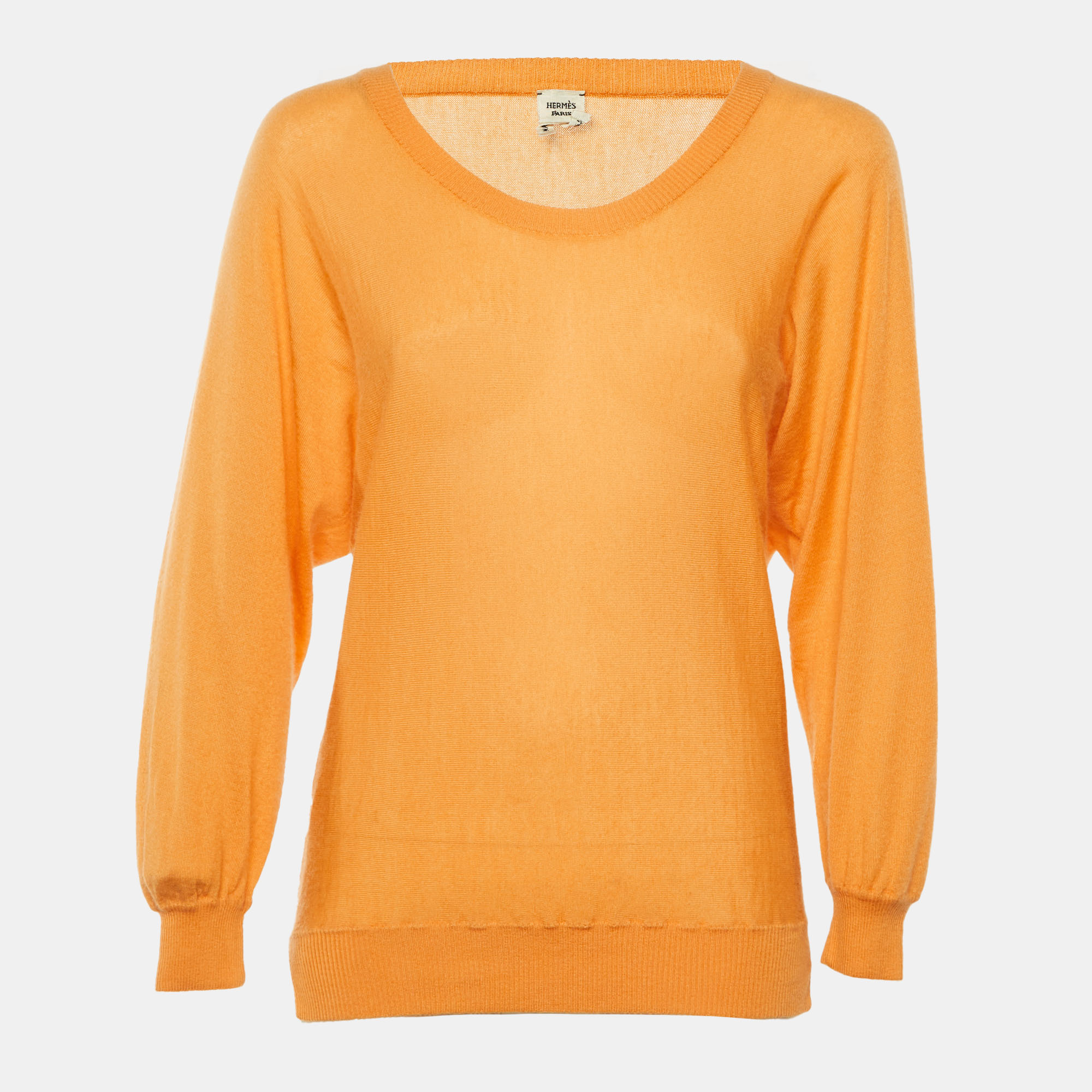 

Hermes Orange Cashmere Crew Neck Jumper S