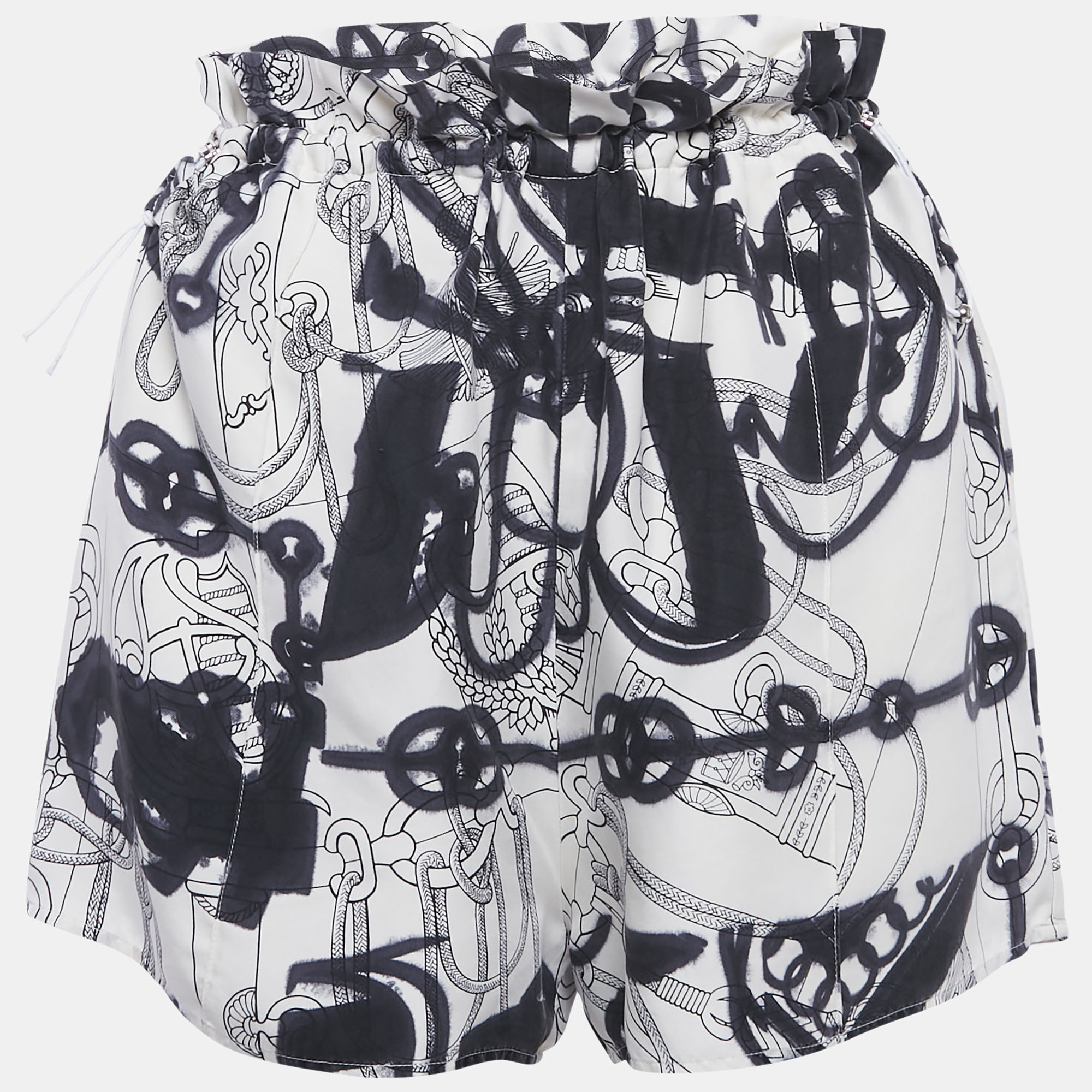 

Hermès Cliquetis Tattoo Aquarelle Drawstring Shorts S, White