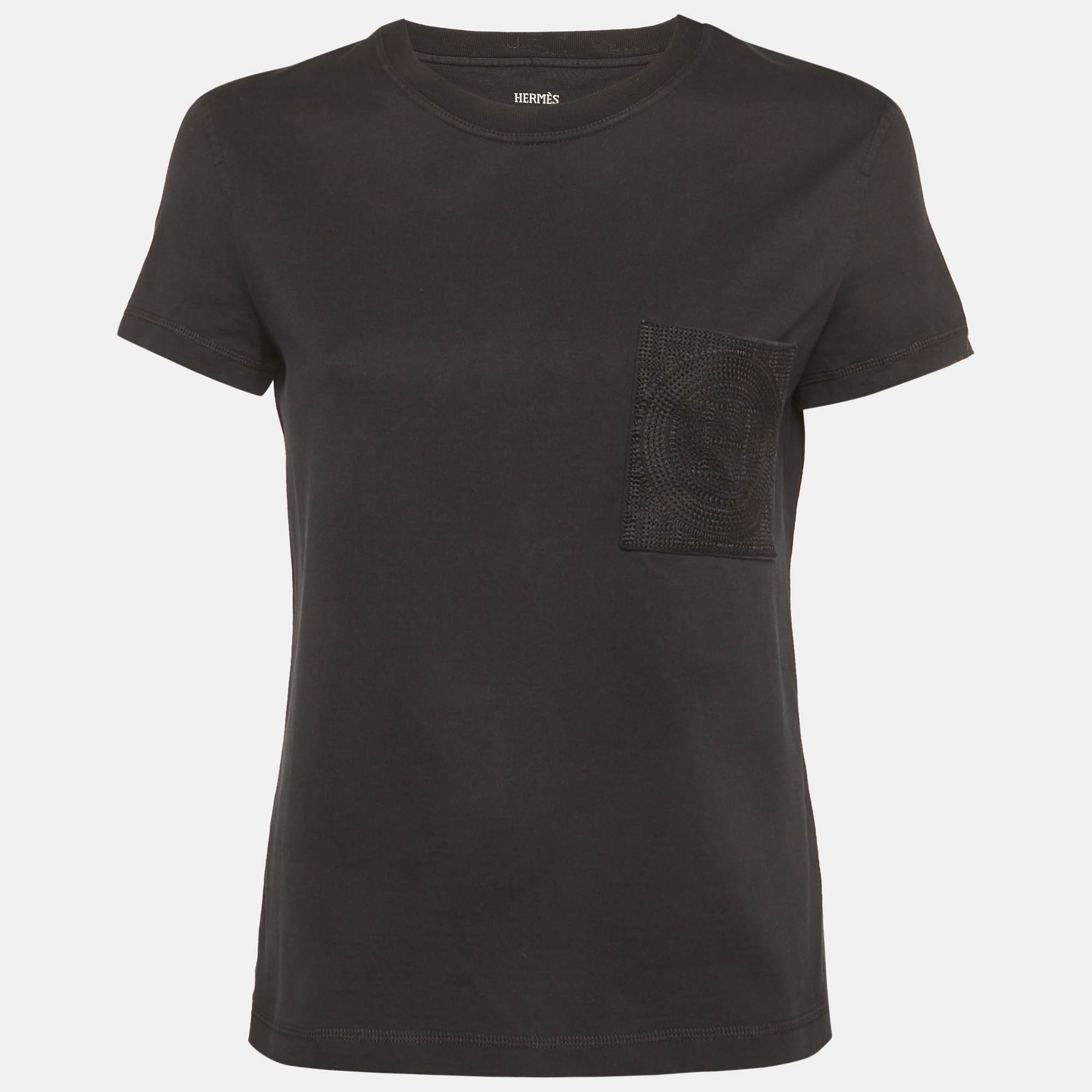 

Hermes Black Cotton Pocket Detail T-Shirt S