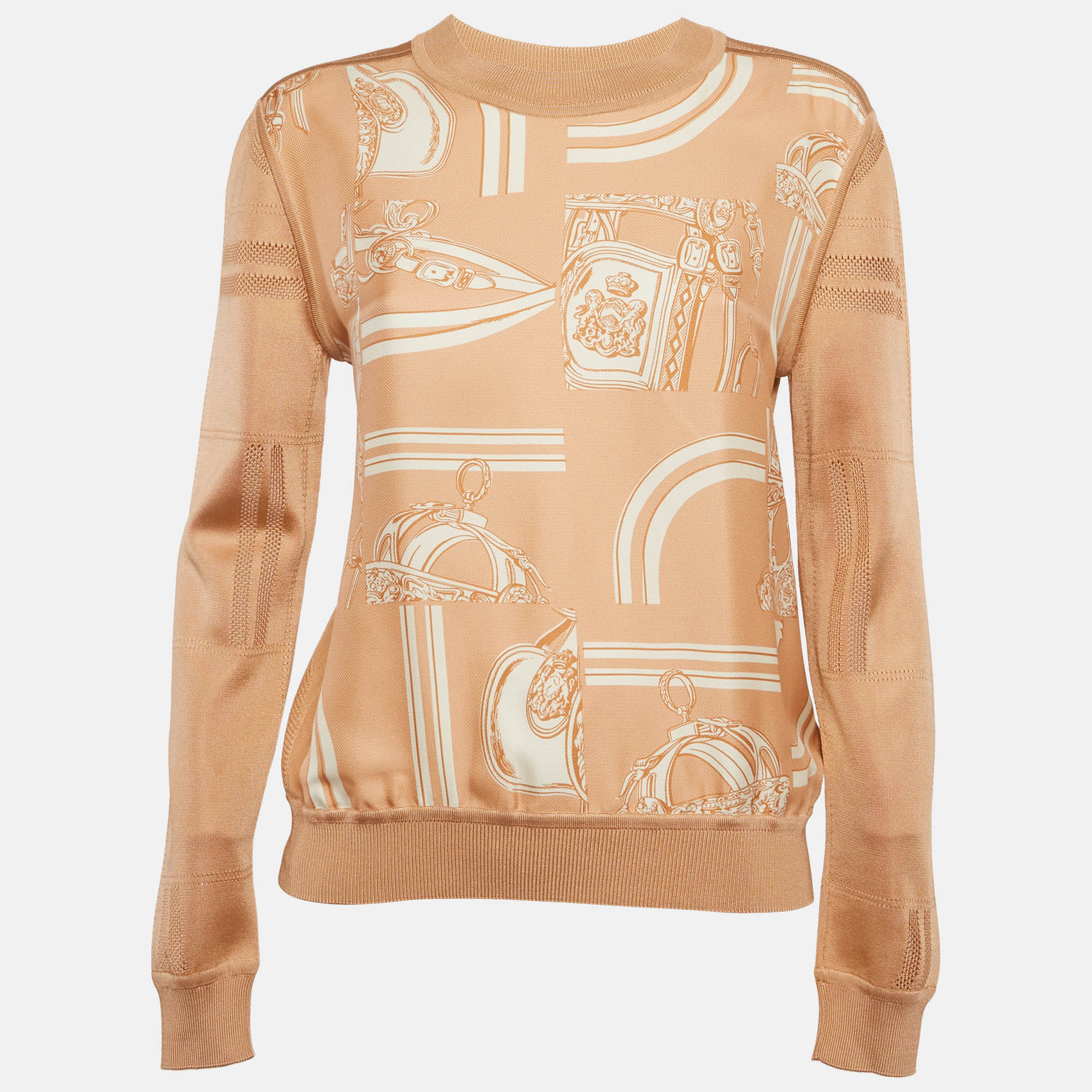 

Hermes Beige Jersey & Silk Desordre Finesse Twillreine Sweater M