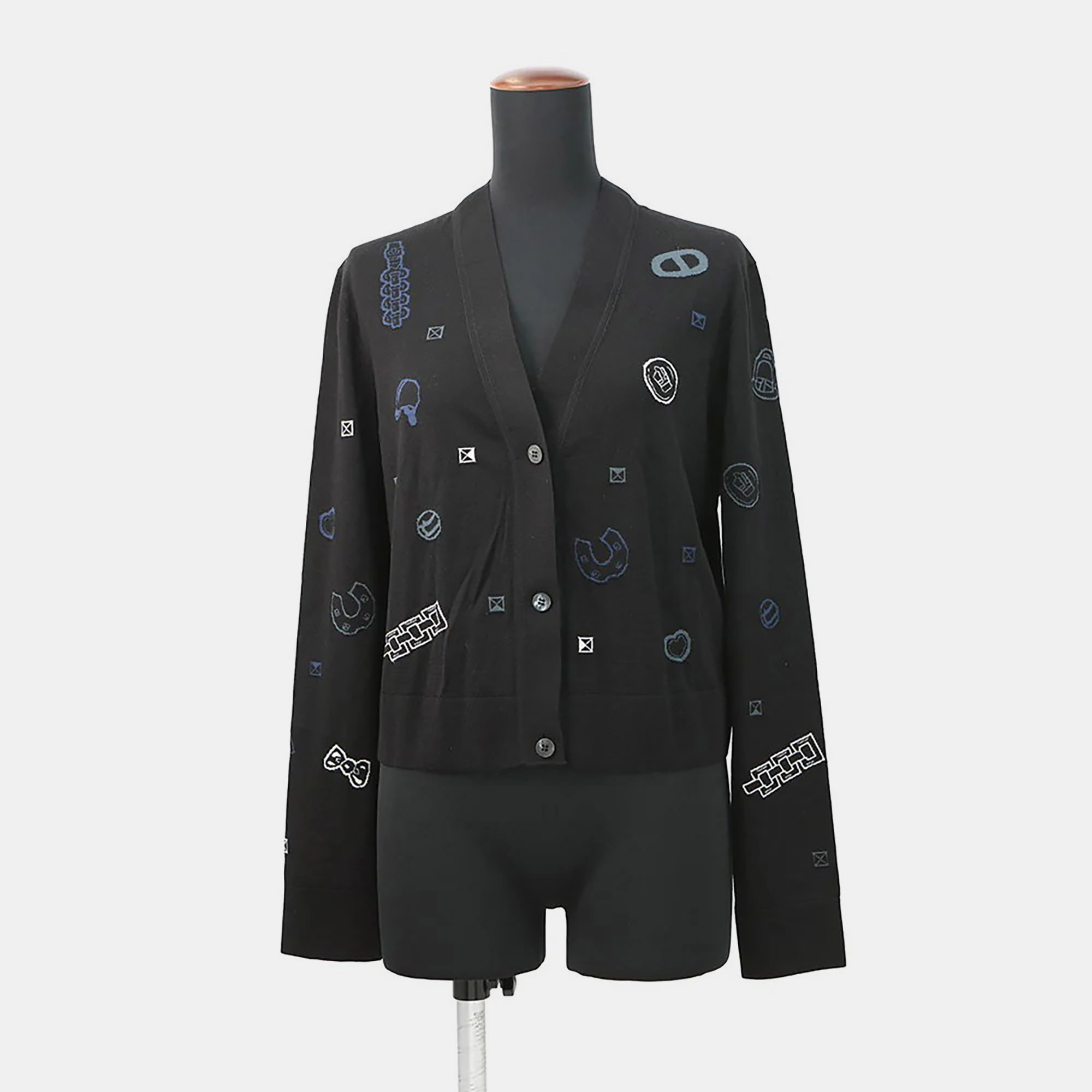 

Hermes Lightweight Cardigan With Long Sleeves And The Candy Libris Bandana Motif Size  Black