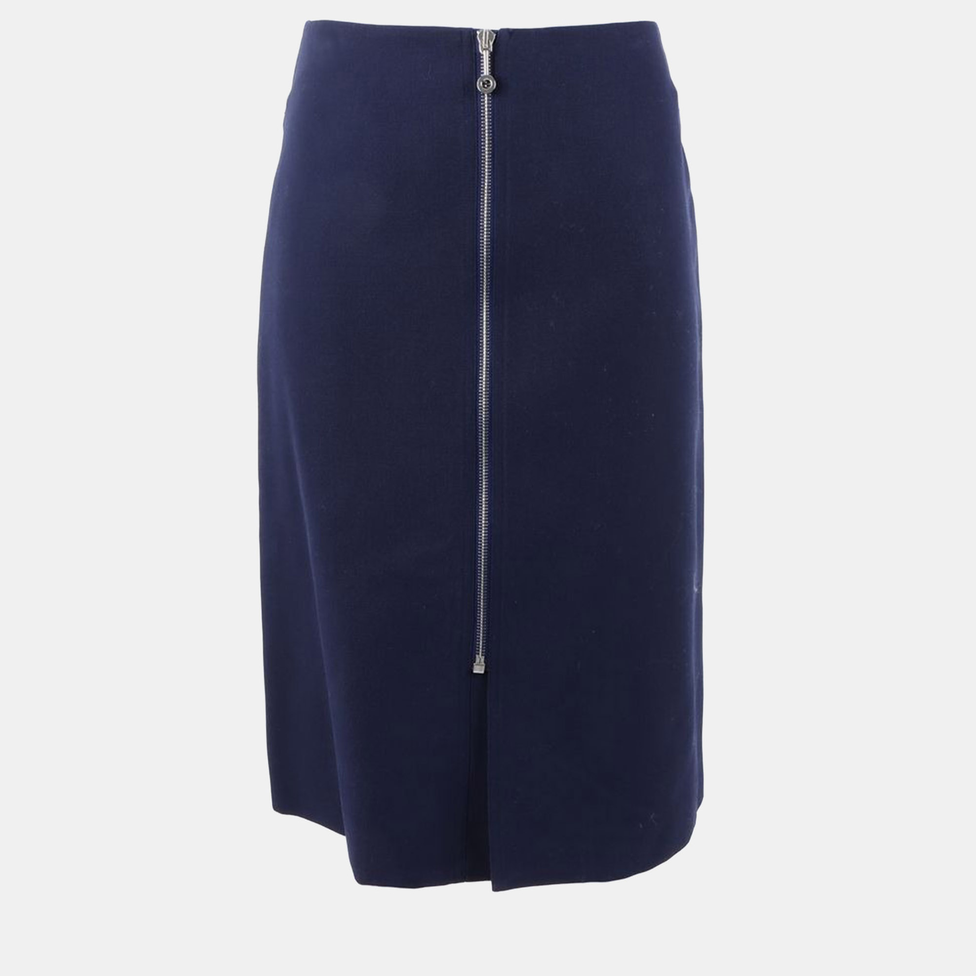 

Hermès wool navy zip-up skirt, Navy blue
