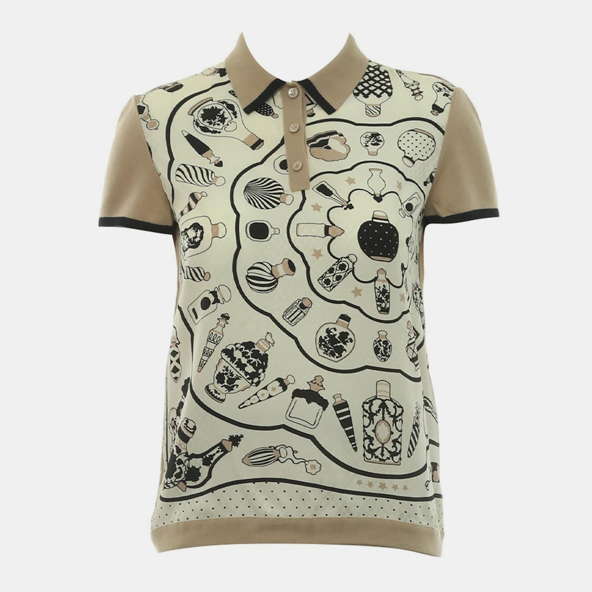 

Hermes Printed Polo Shirt, Beige