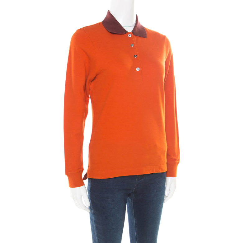 

Hermes Seiller Orange Contrast Trim Detail Polo T-Shirt