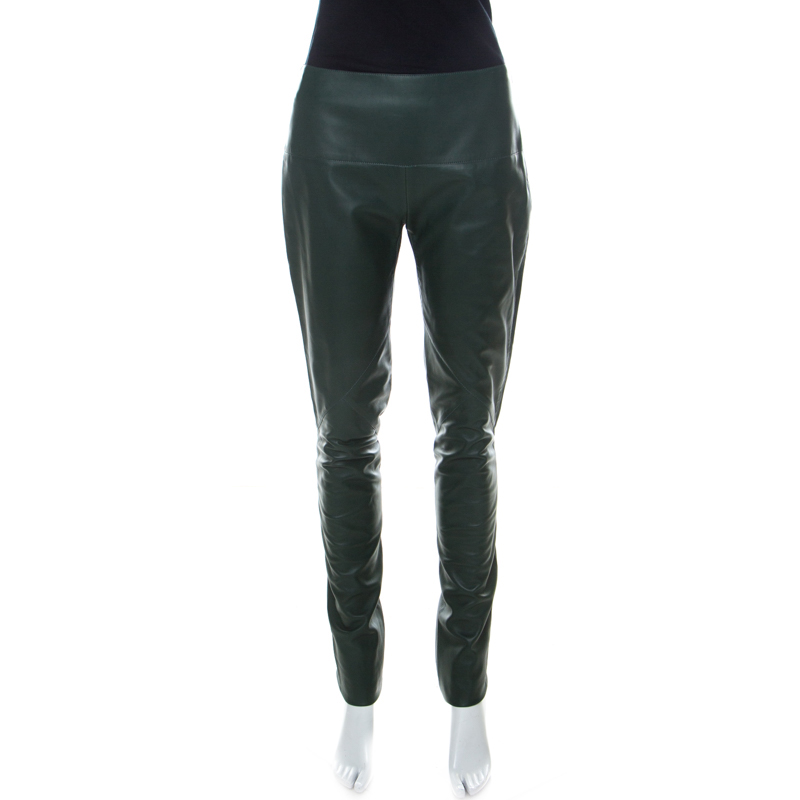 high waisted slim fit trousers