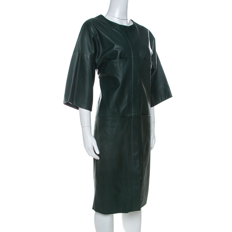 

Hermes Green Lambskin Long Button Front Jacket