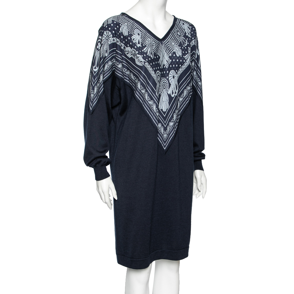 

Hermes Blue Bandana Print Silk and Knit Dress