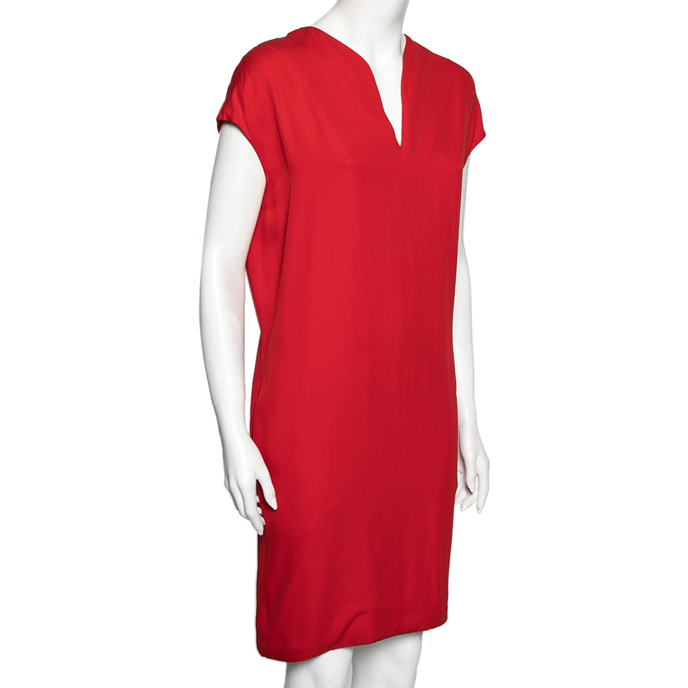 

Hermes Red Silk Blend Shift Dress
