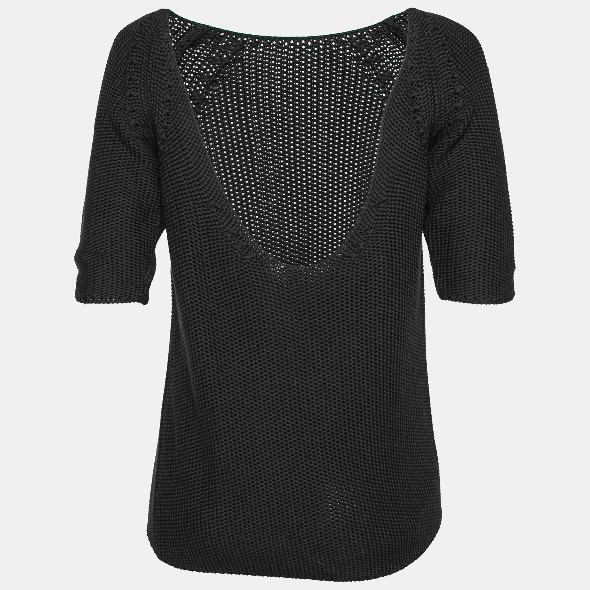 

Hermes Black Cotton Knit Low Back Detail Sweater