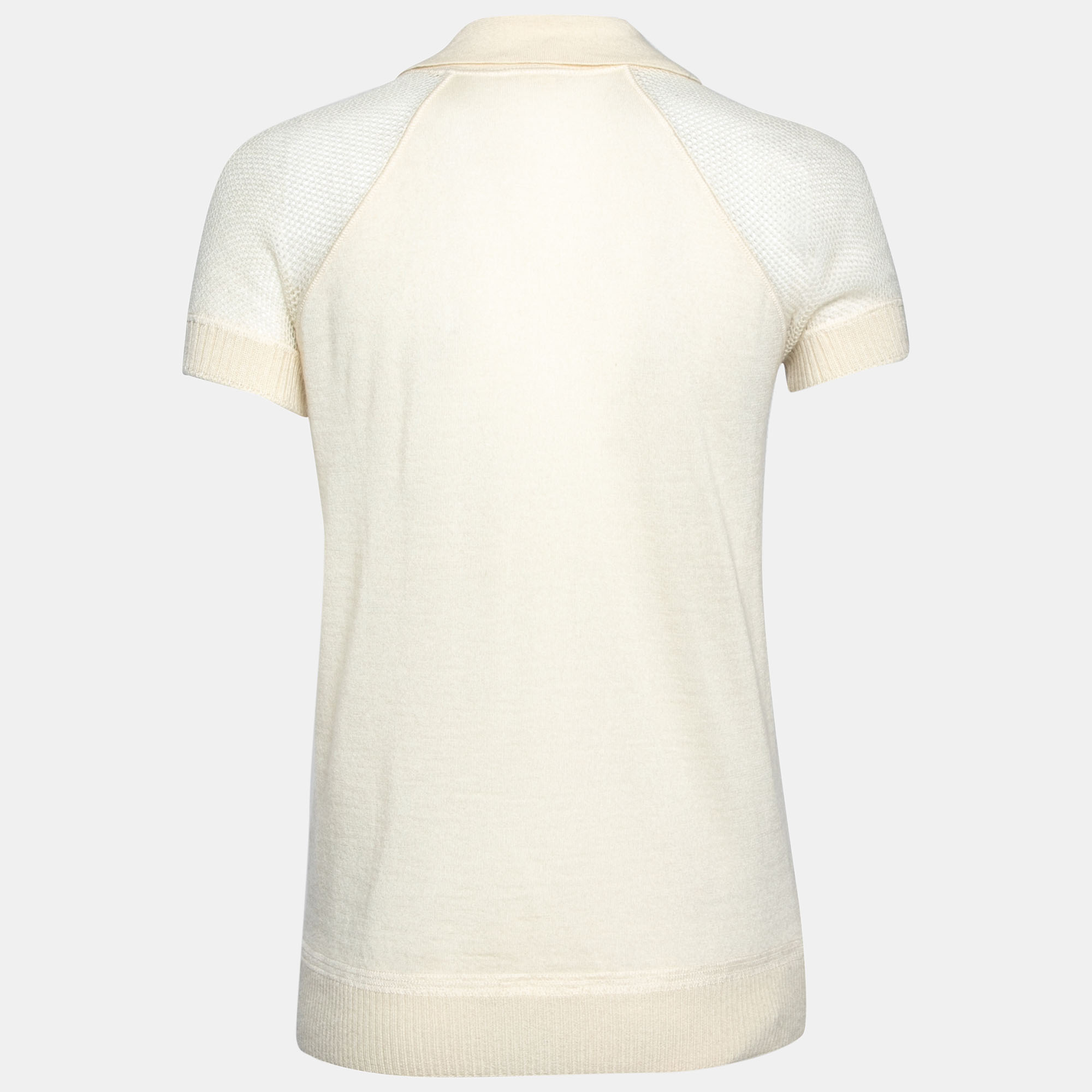 

Hermes Cream Cashmere Short Sleeve Top