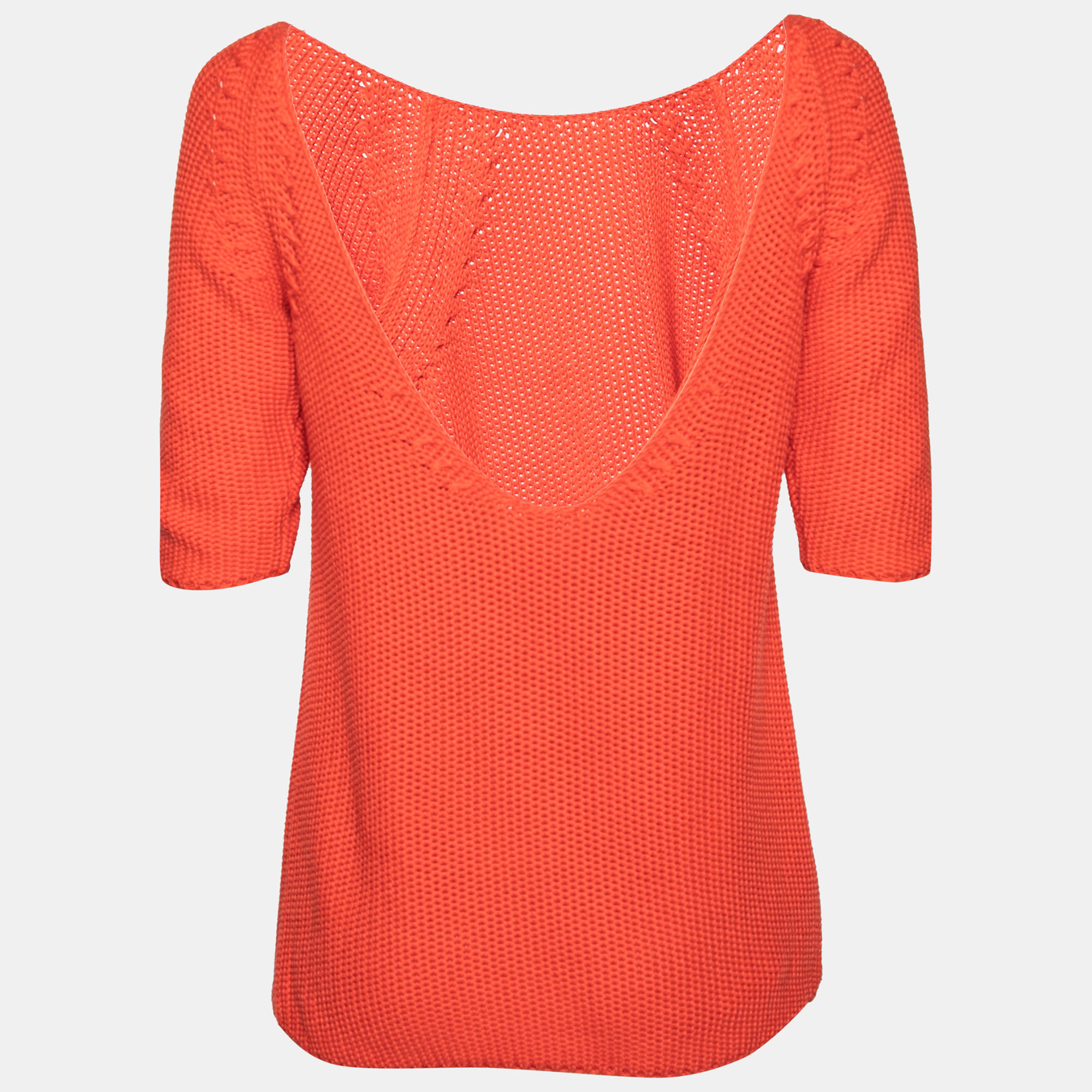 

Hermes Orange Cotton Knit Low Back Detail Sweater