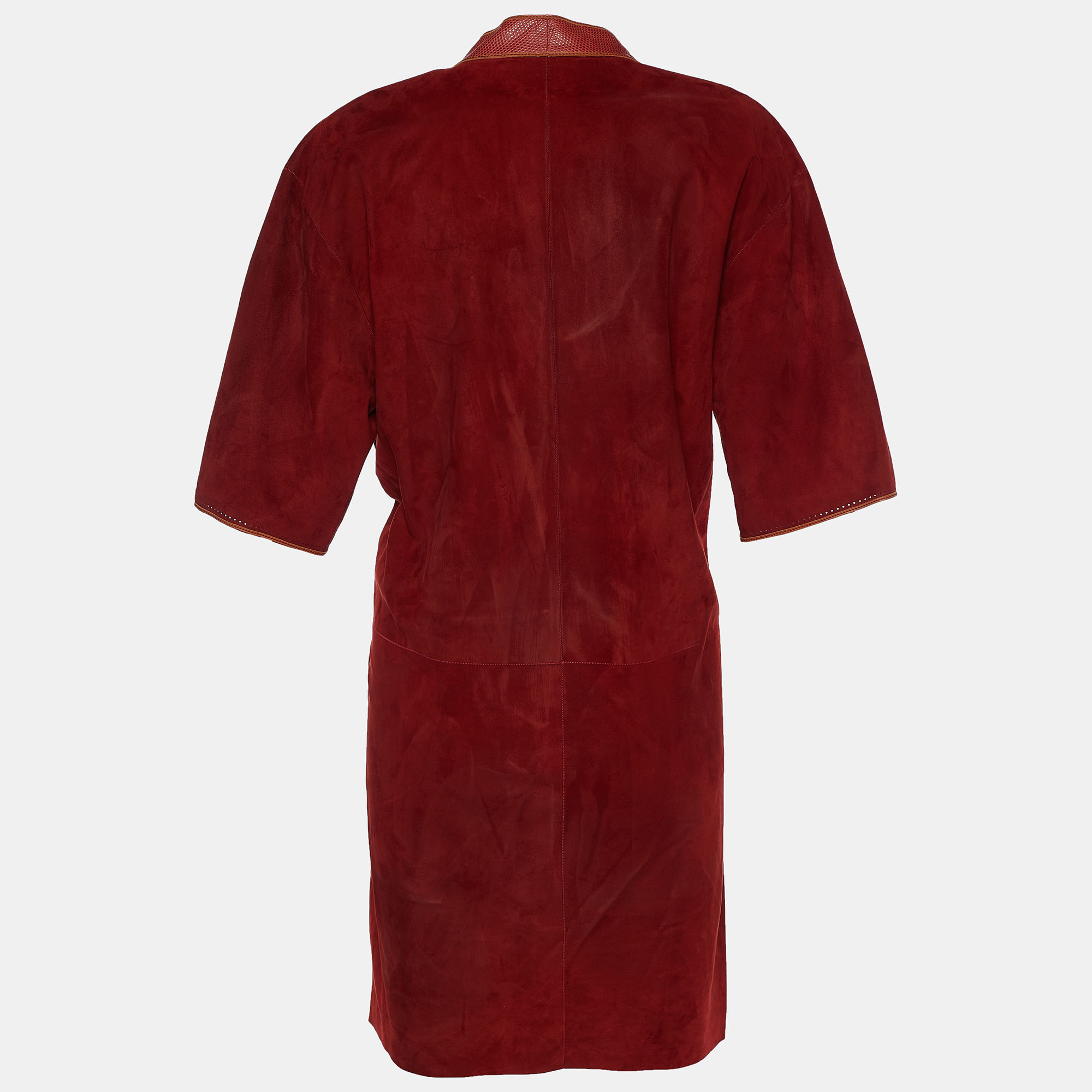 

Hermes Red Suede & Lizard Trim Detail Tunic Dress