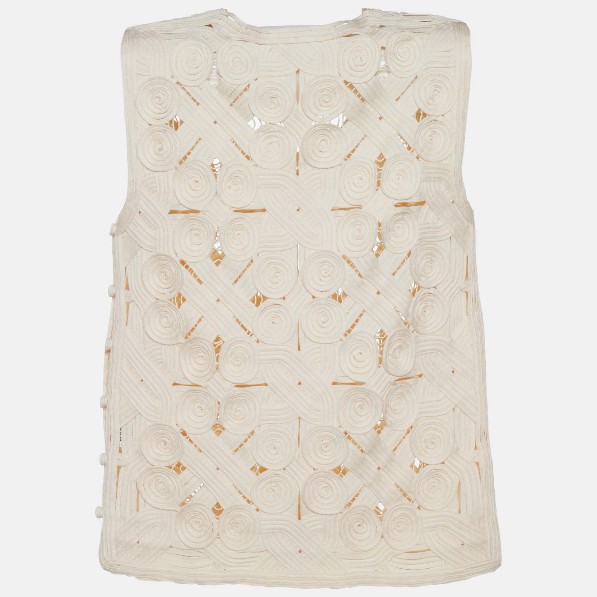 

Hermès Off- White Rosette Crochet Knit Sleeveless Top, Cream