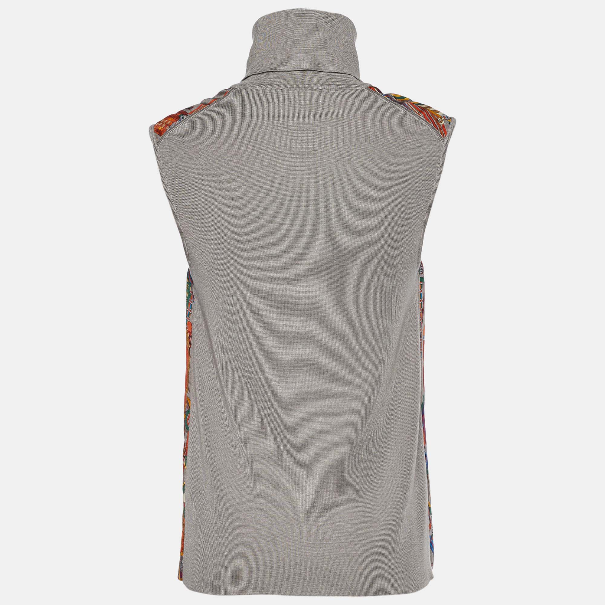 

Hermès Grey La Laboratoire du Temps Silk Sleeveless Turtleneck Top