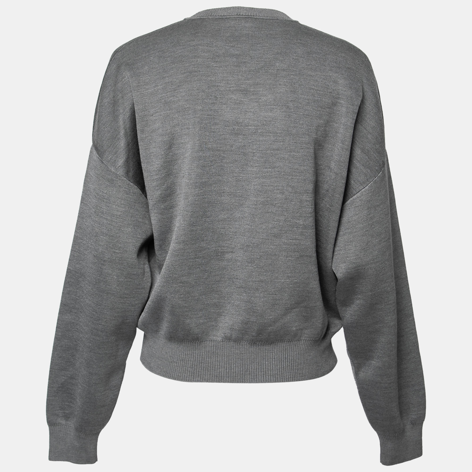 

Hermes Grey Intarsia Knit Cashmere & Silk Crewneck Sweatshirt