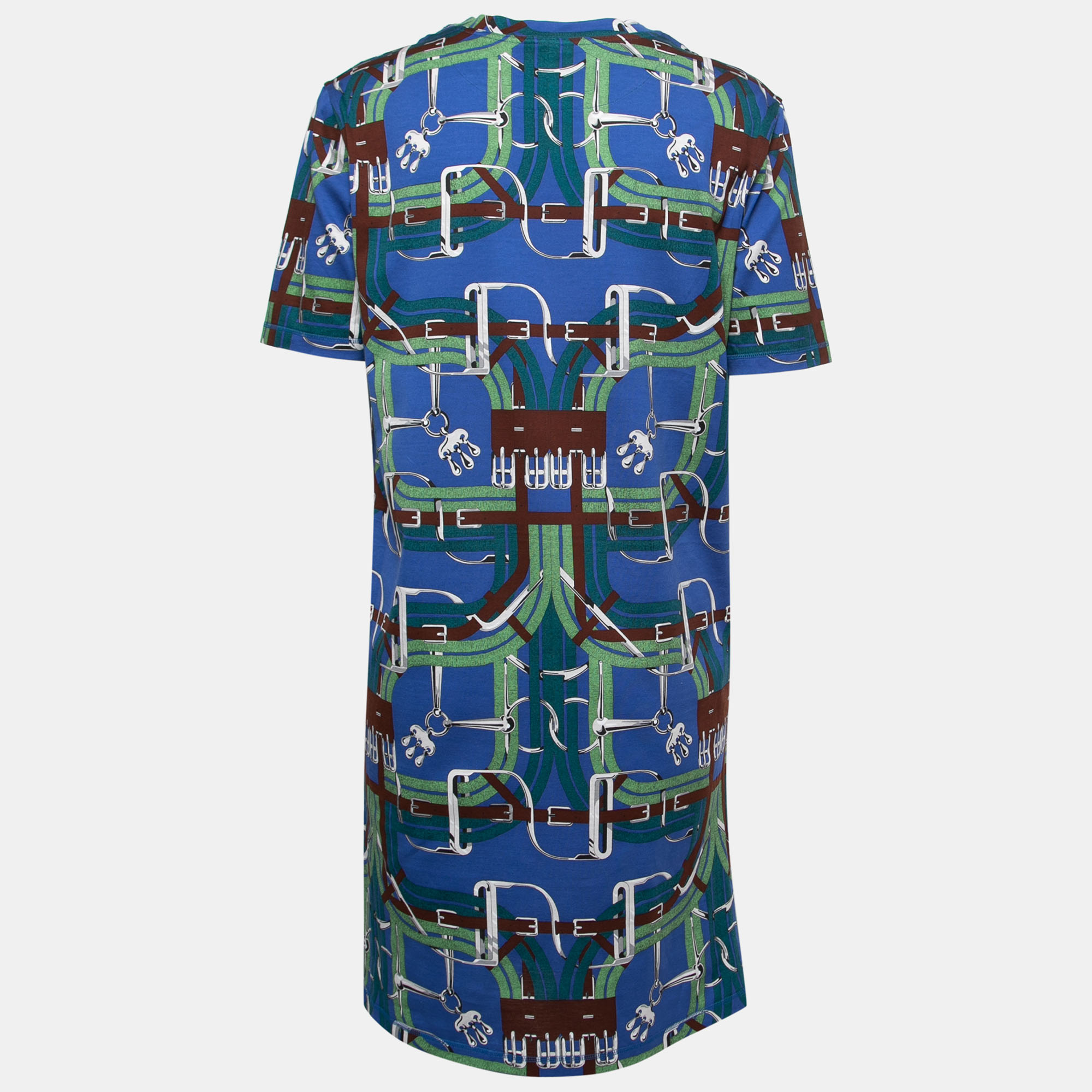 

Hermes Blue Printed Cotton T-Shirt Dress