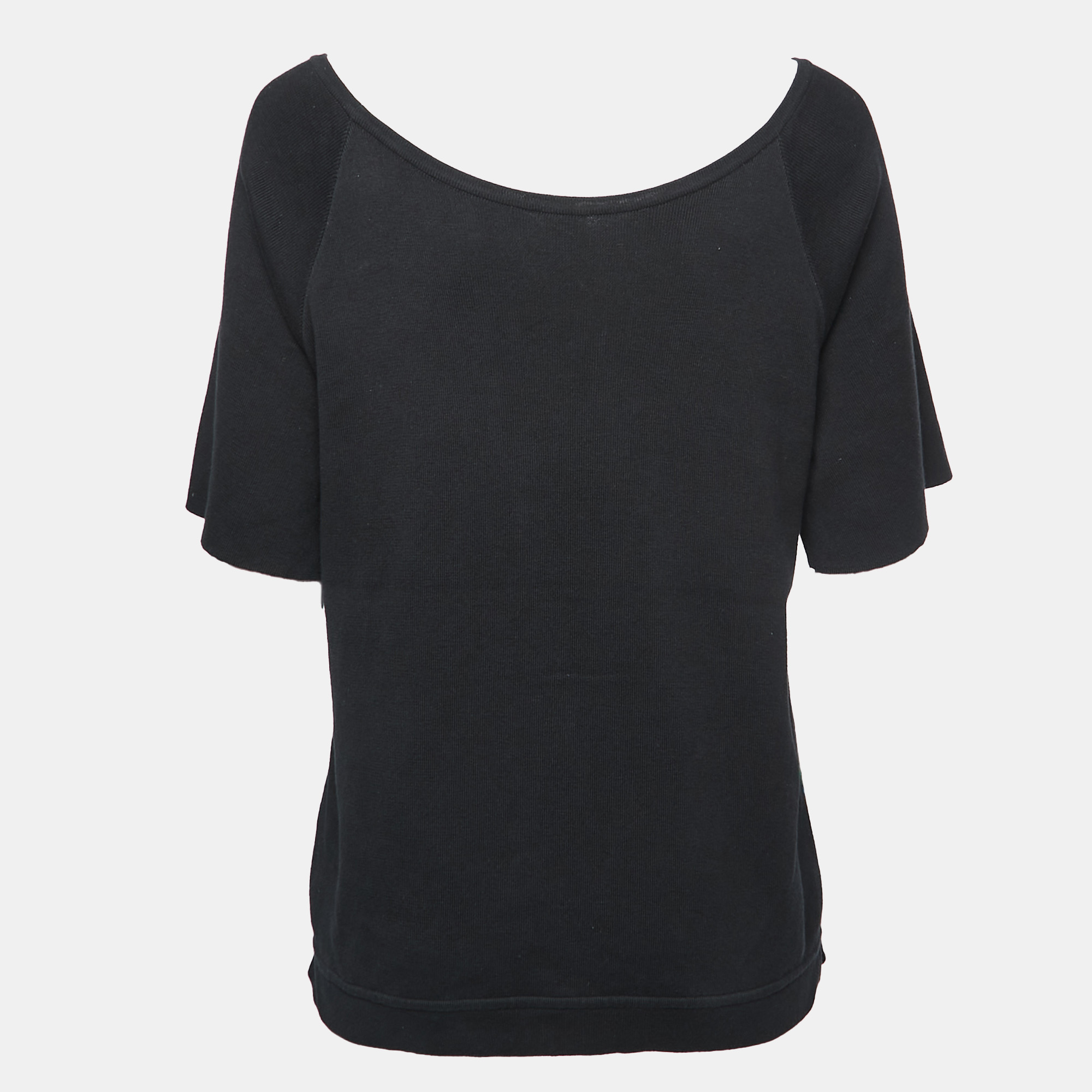 

Hermes Black Printed Silk Blend Knit Half Sleeve T-Shirt