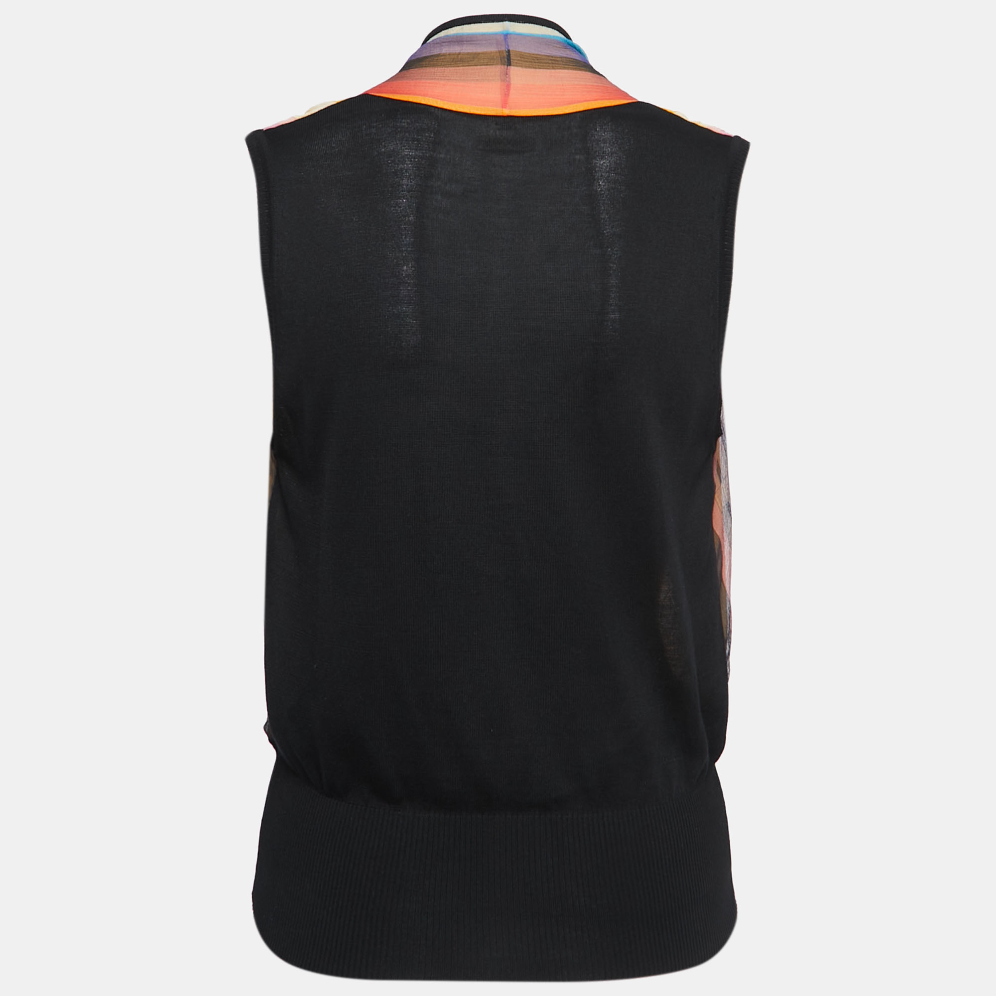 

Hermes Multicolor Striped Silk Wrap Effect Sleeveless Knit Top