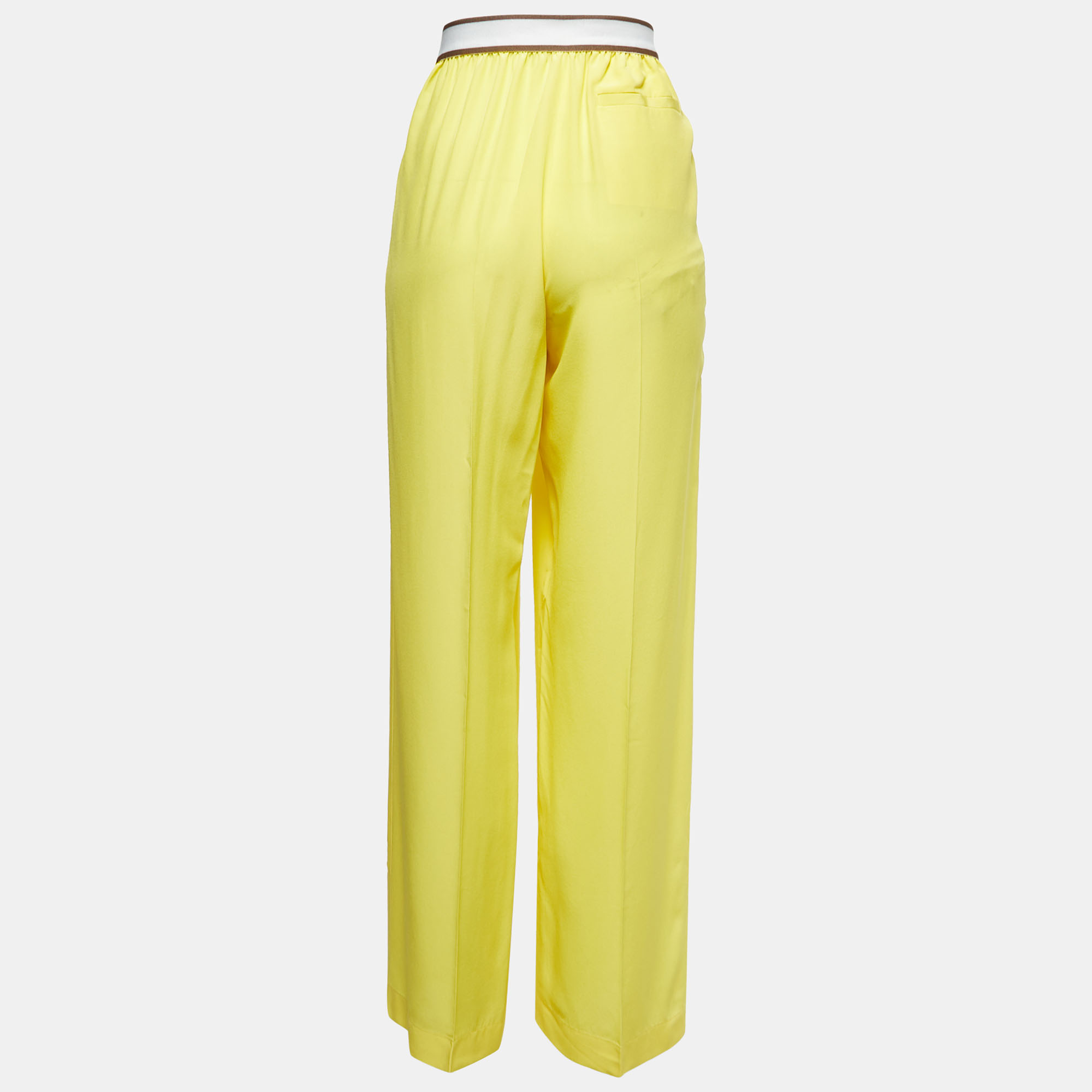 

Hermès Yellow Silk Elasticized Waist Wide Leg Pants