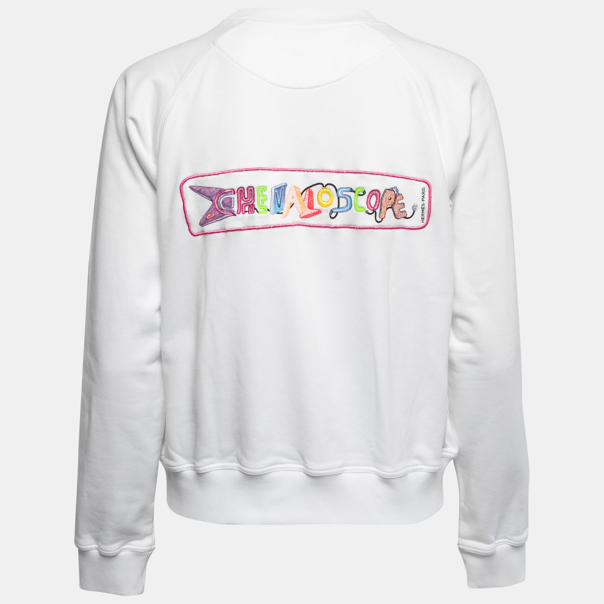 

Hermes White Cotton Chevaloscope Embroidered Sweatshirt