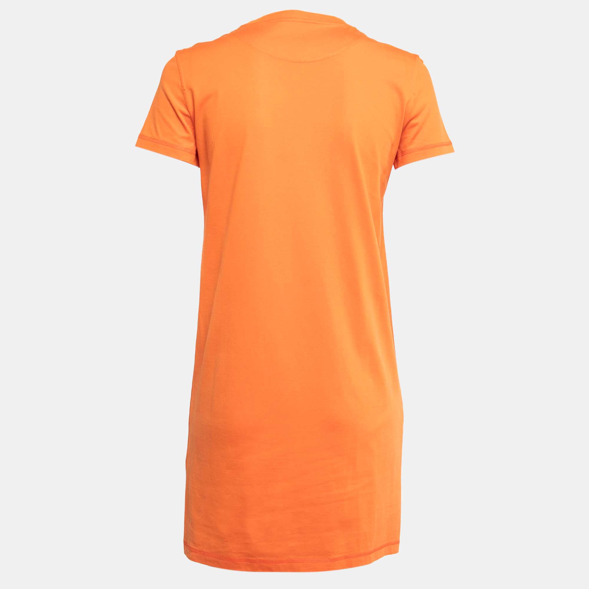 

Hermes Orange Cotton Embroidered Pocket Long T-Shirt
