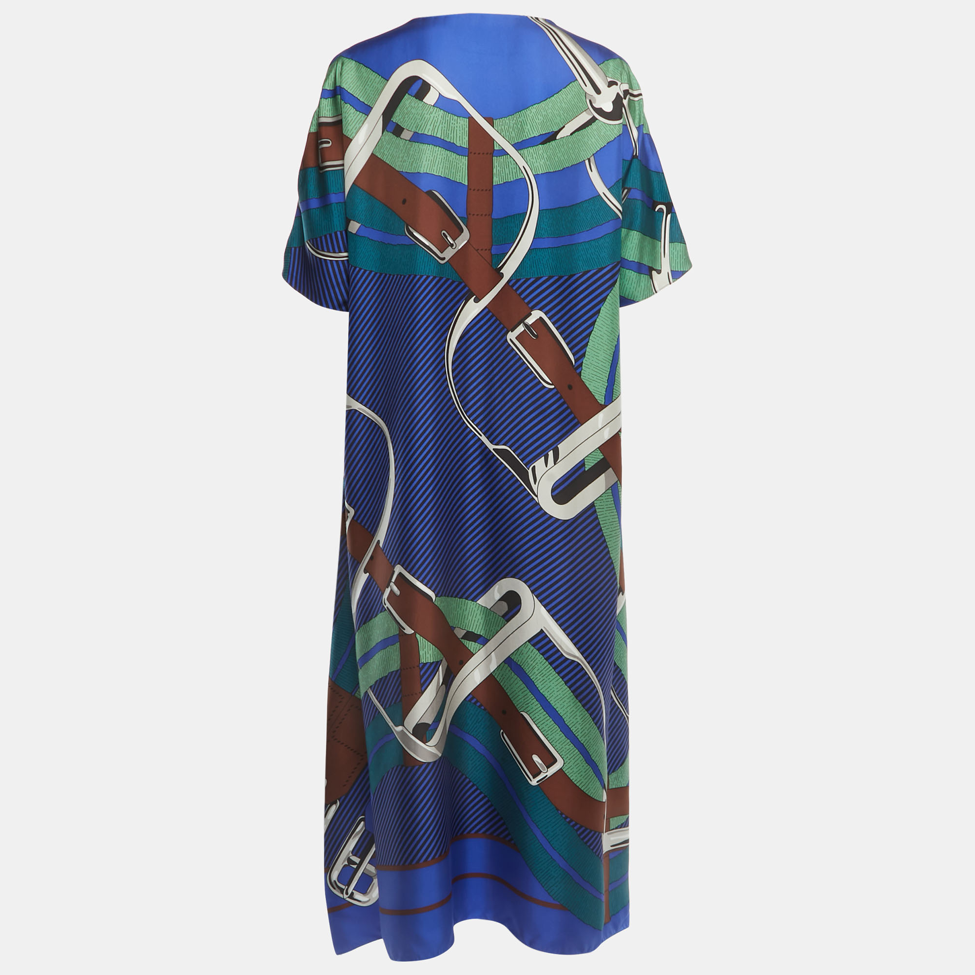 

Hermès Blue Printed Silk Twill Kaftan Dress