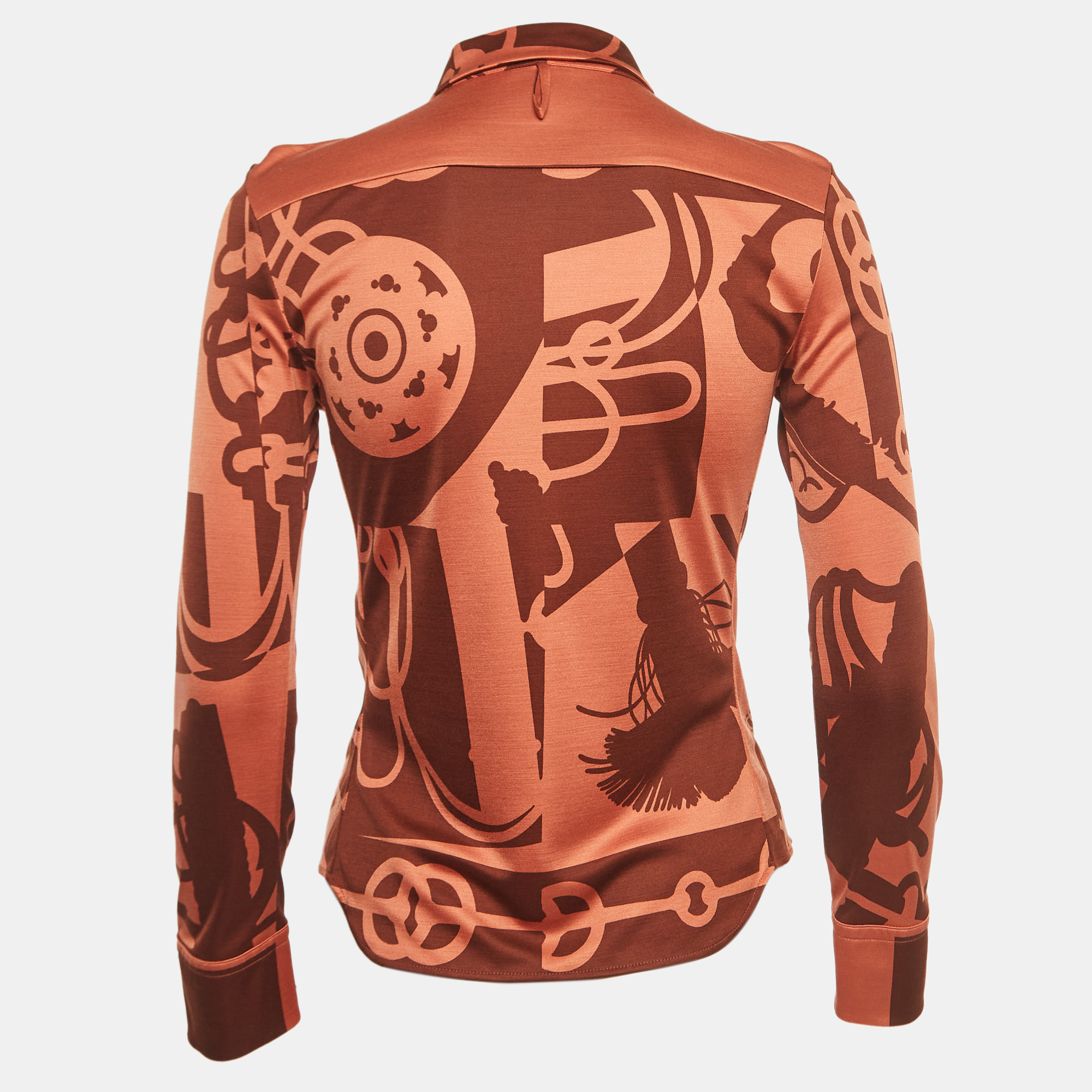 

Hermes Red/Brown Printed Jersey Shirt