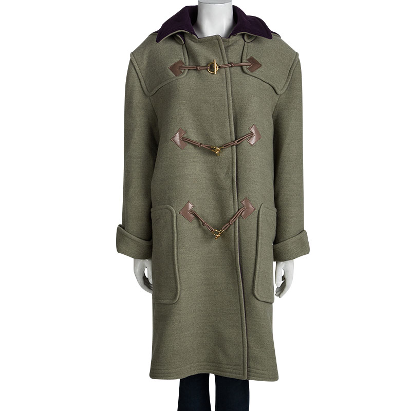 

Hermes Green Wool Hooded Vintage Over Coat