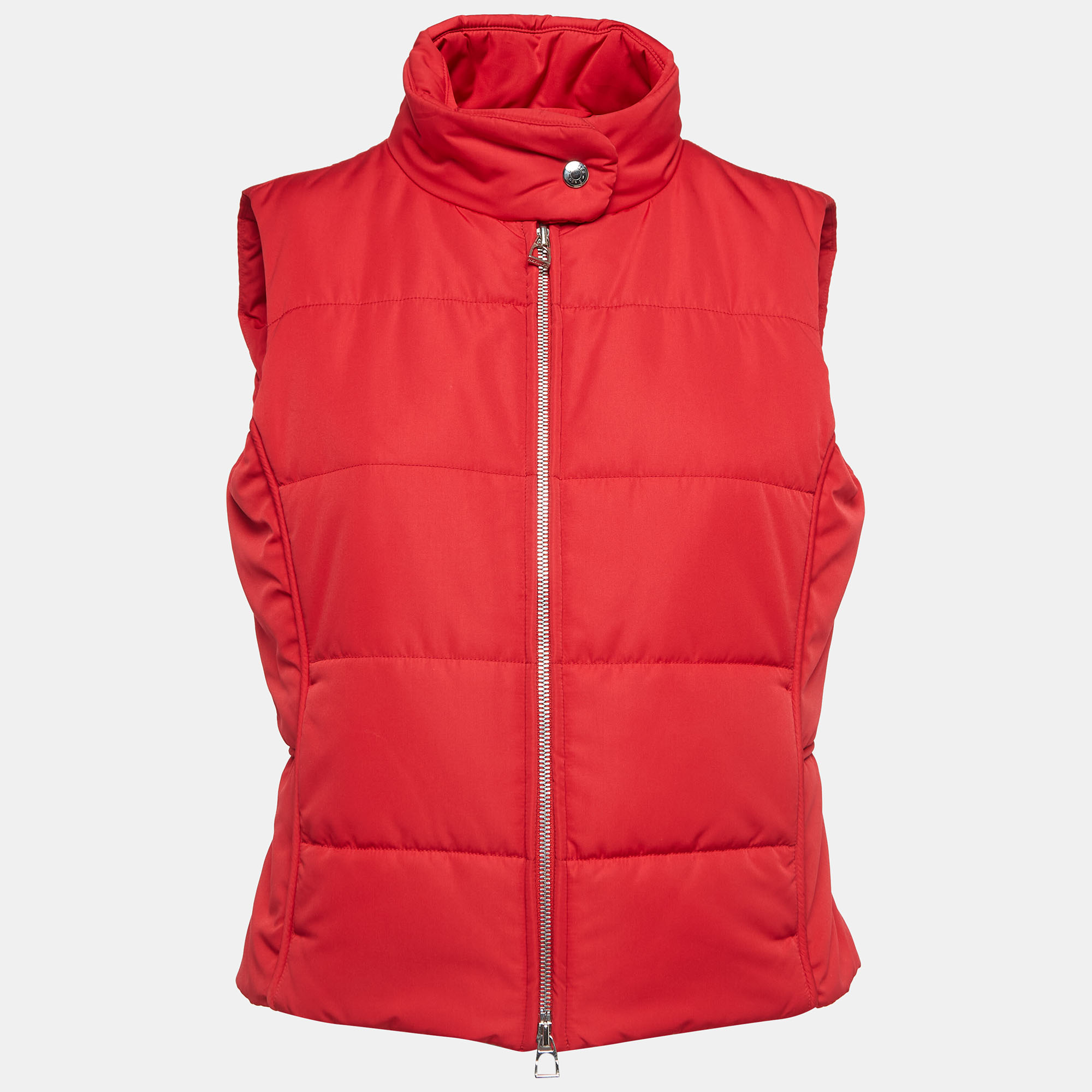 

Hermès Red Synthetic Sleeveless Zip Front Quilted Vest