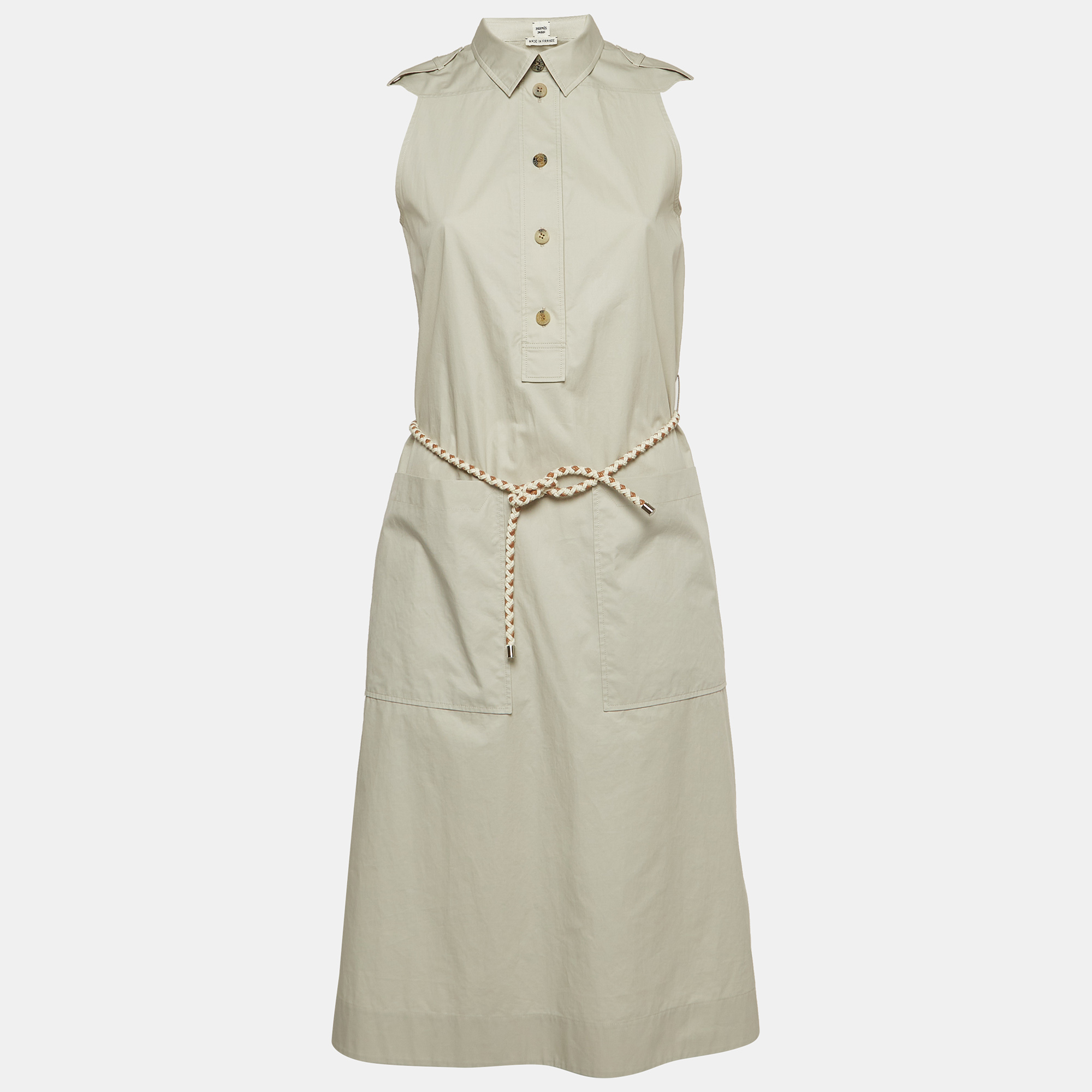 

Hermes Grey Cotton Belted Shirt Dress S