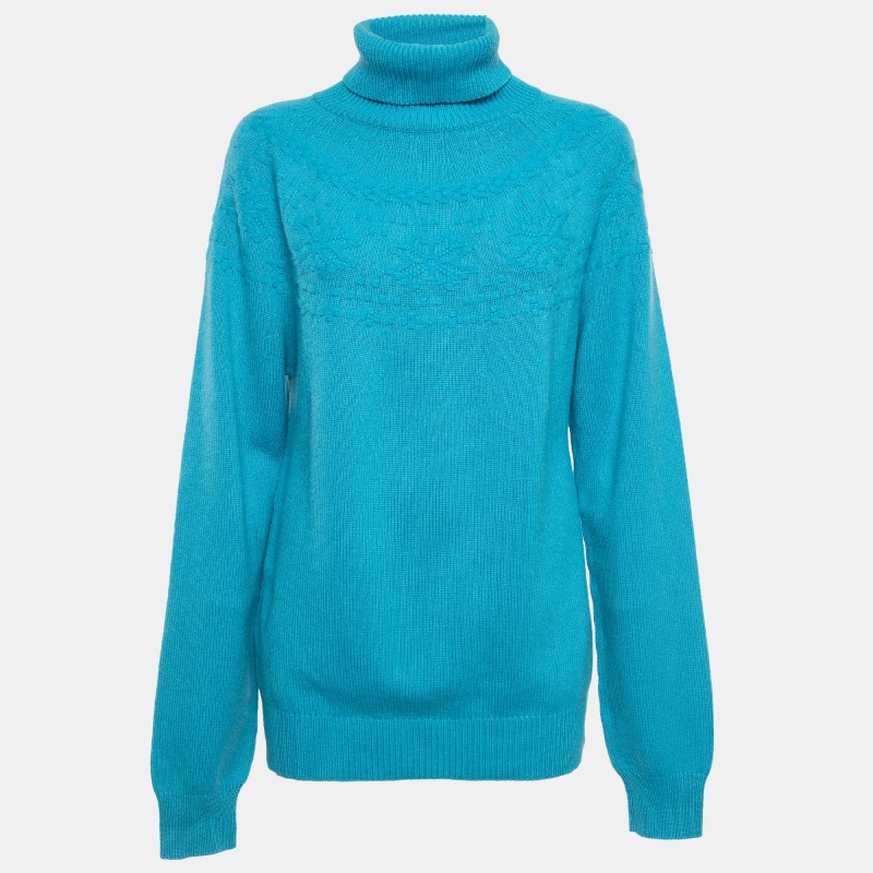 

Hermes Blue Cashmere Rib Knit Turtle Neck Sweater L