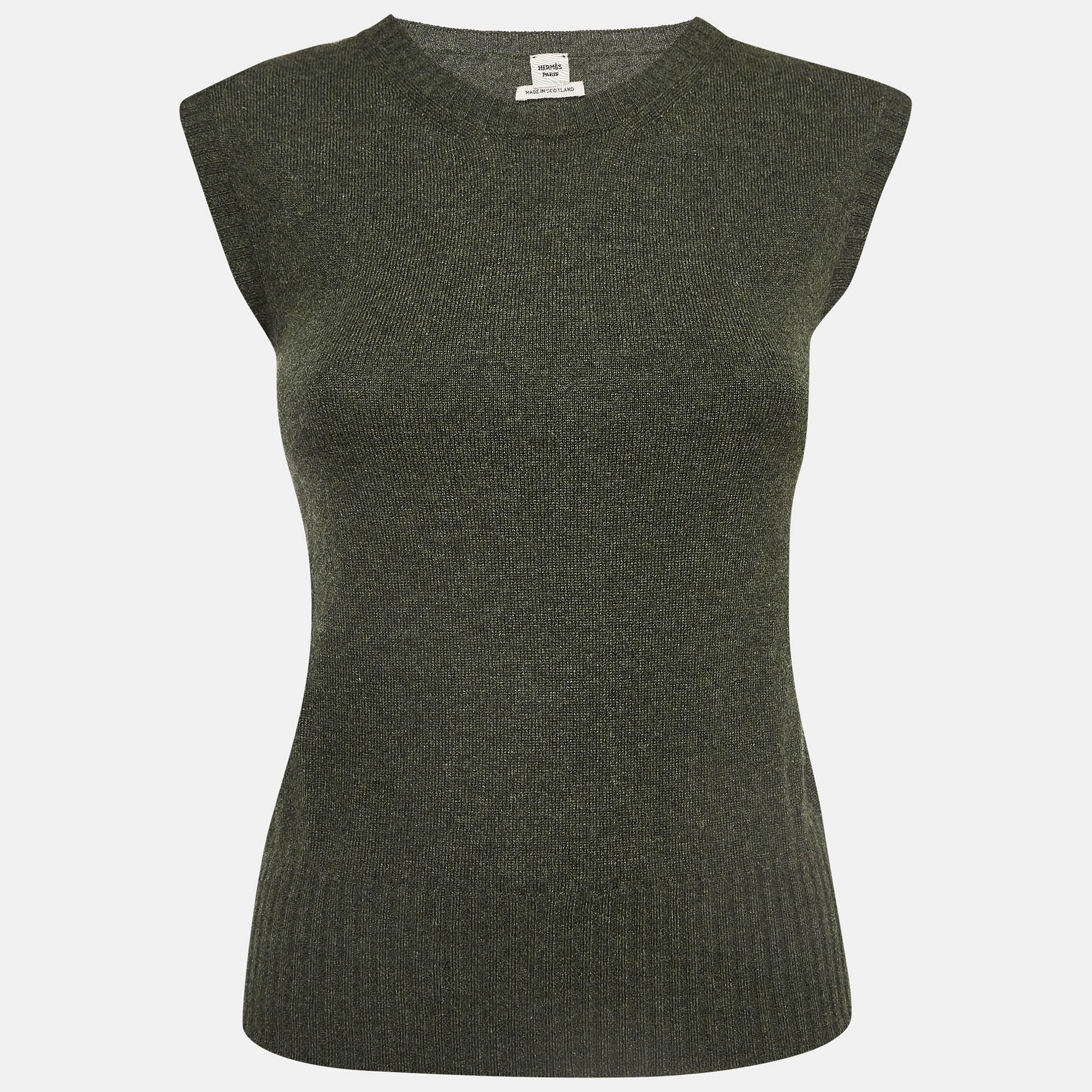 

Hermes Olive Green Cashmere Knit Sweater Vest