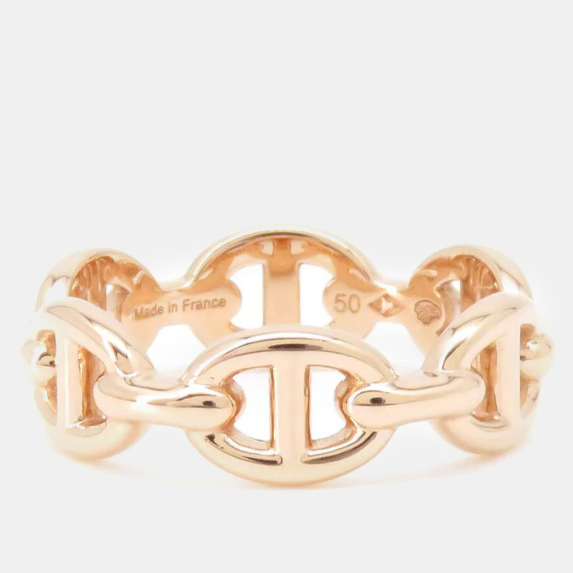 

Hermes 18K Pink Gold Chaine d'Ancre Anchene Ring Size PM/50/#10