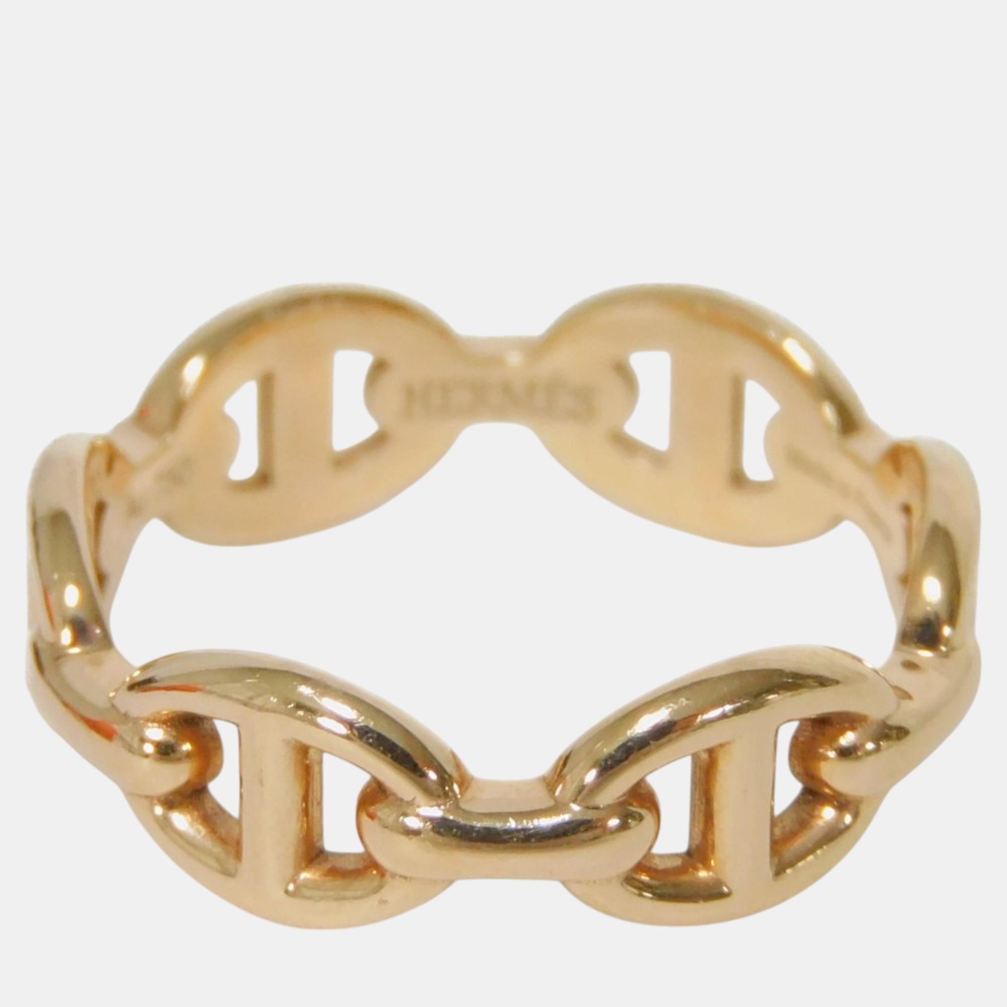 

Hermes 18K Rose Gold Chaine D'Ancre Enchainee Pm Ring EU 50.5