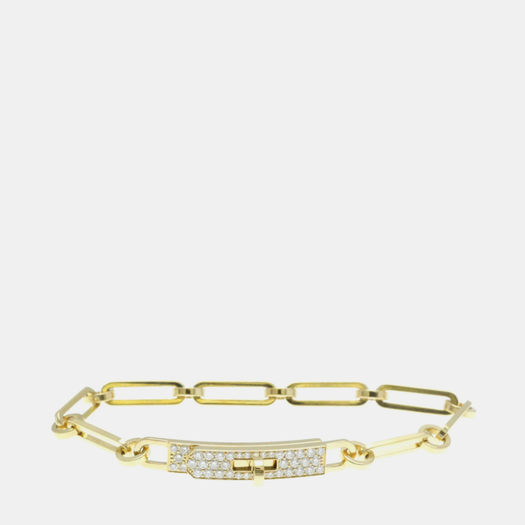 

Hermes Kelly PM Pave Yellow Gold 18K Diamond Charm Bracelet Gold