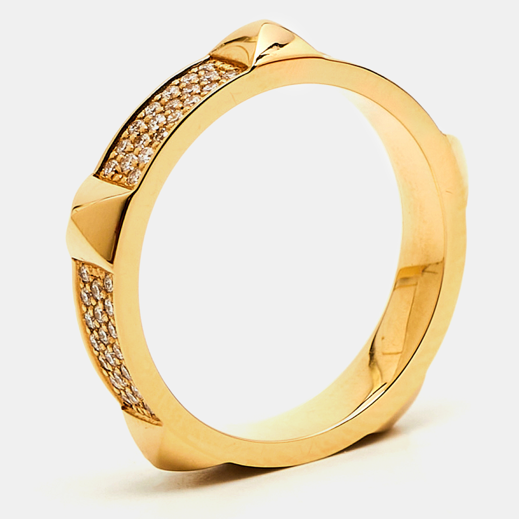 

Hermes Clou D'H Ring Diamonds 18k Rose Gold Ring Size