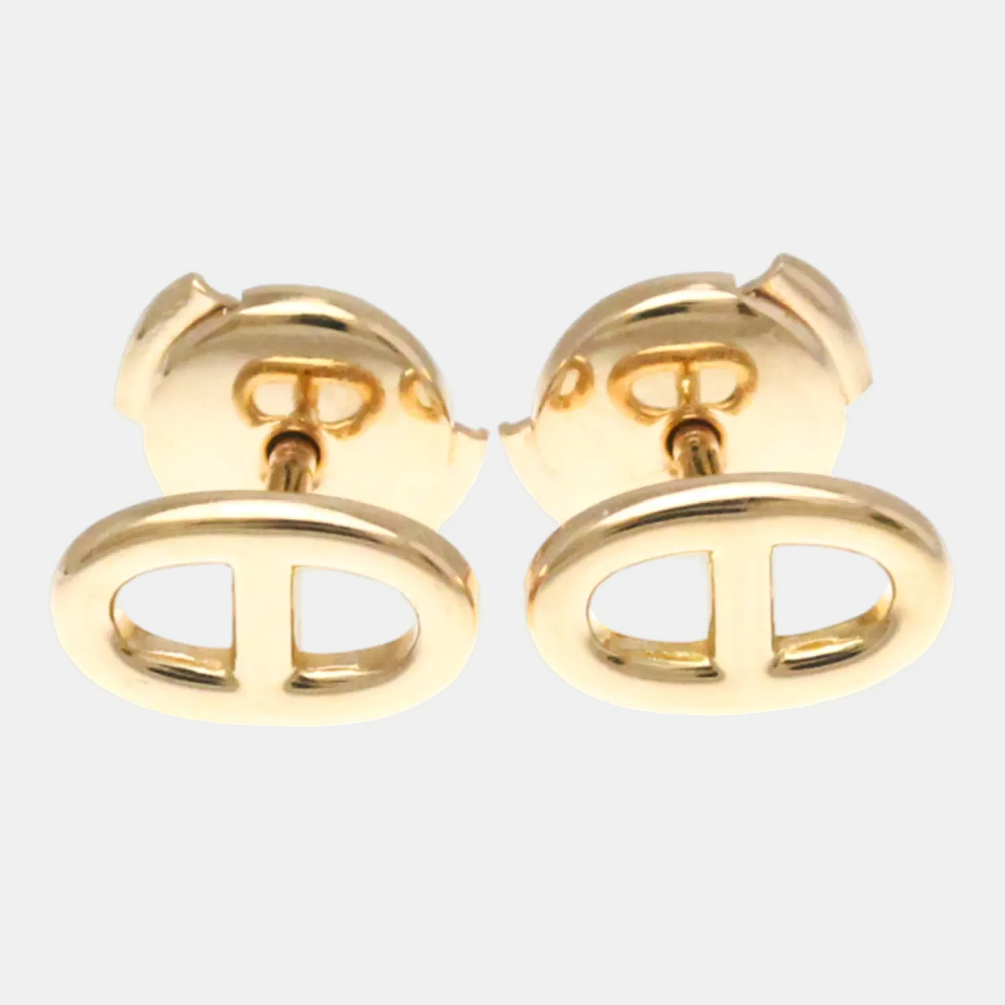 Pre-owned Hermes Chaine D'ancre Farandole 18k Rose Gold Stud Earrings