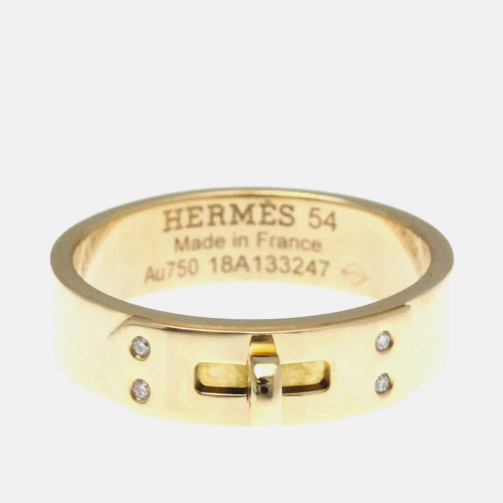 

Hermes Kelly Pink Gold 18K Diamond Band Ring EU