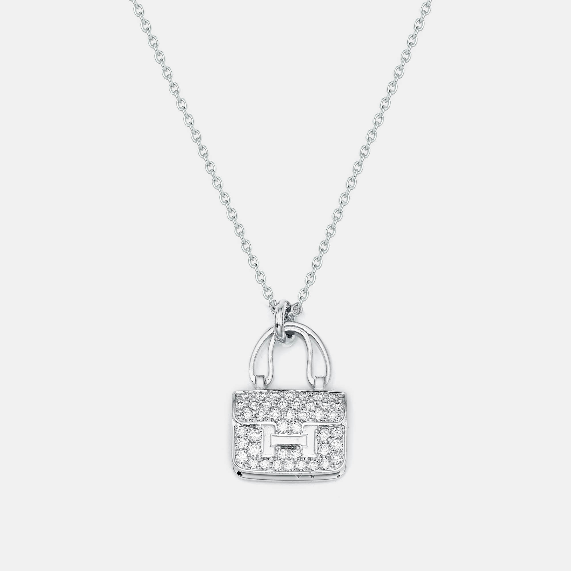 

Hermes Amulettes Constance Diamond 18k White Gold Pendant Necklace
