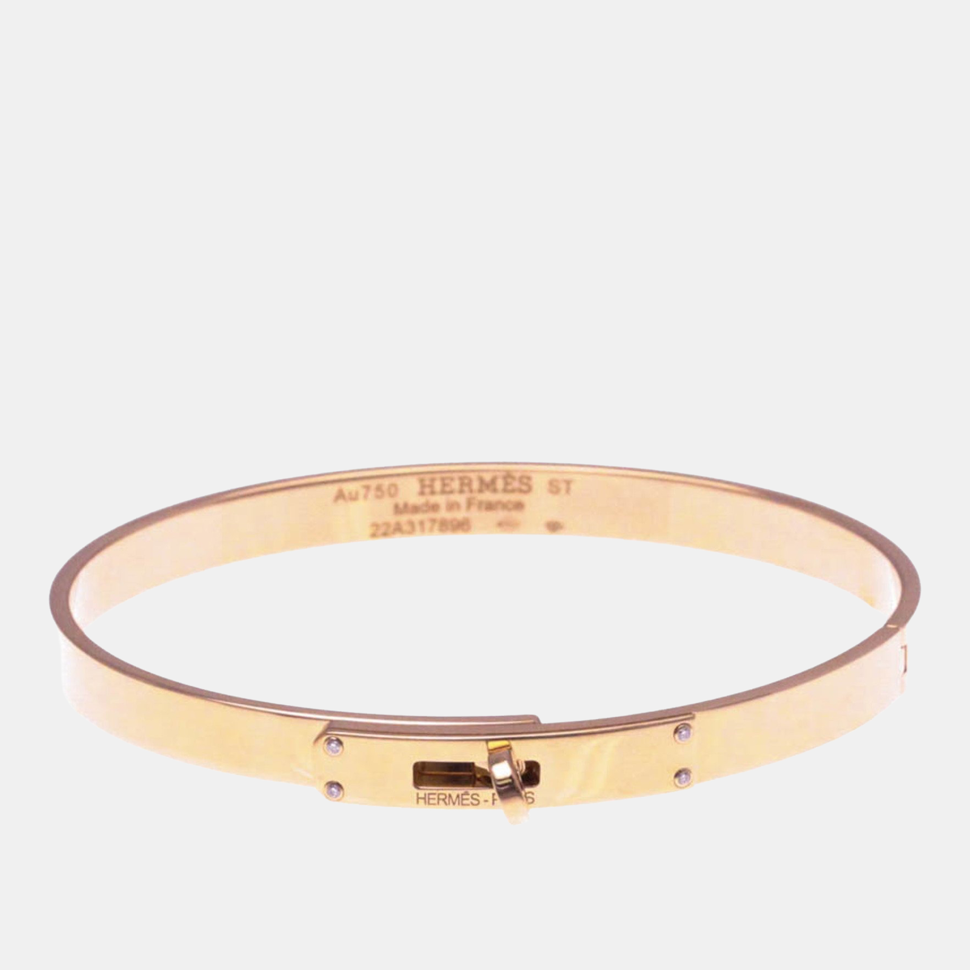 

Hermes Kelly Bangle With 4 Diamonds 18K Pink Gold Diamond Bangle