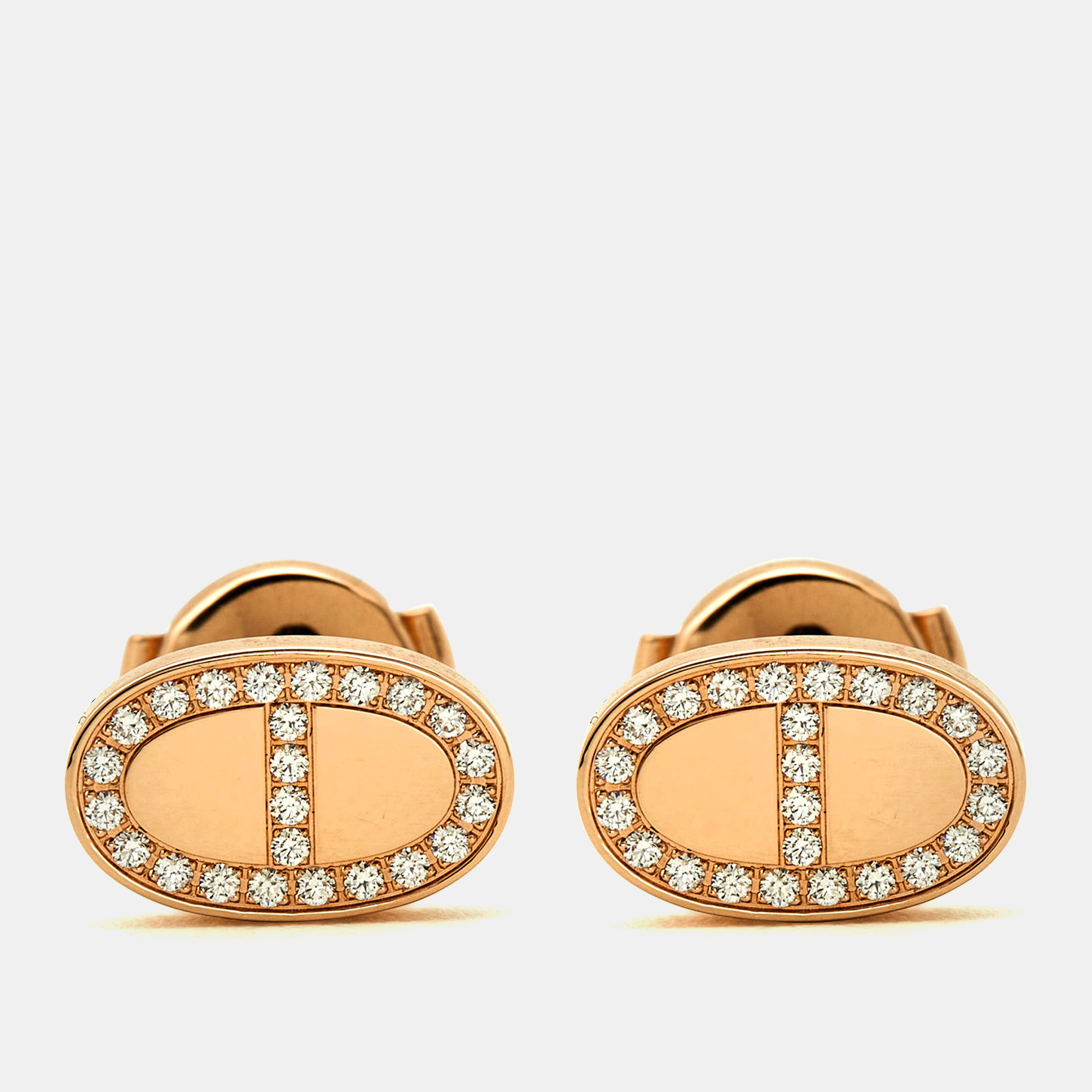 

Hermès Chaine d'ancre Contour Diamonds 18k Rose Gold Earrings