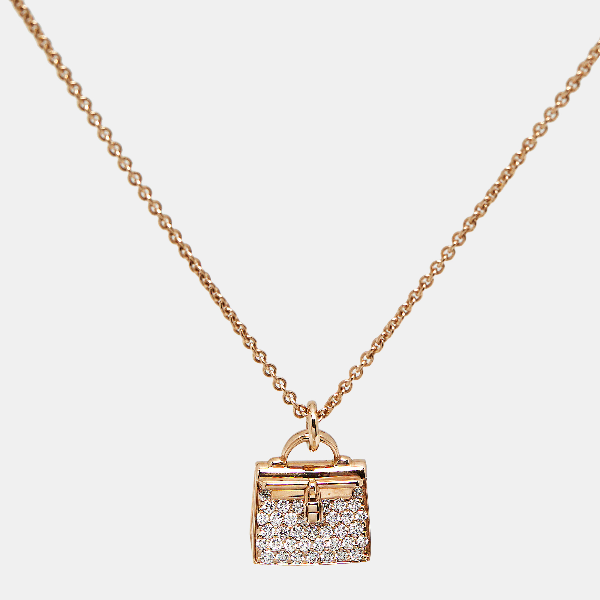 

Hermes Amulette Kelly Diamonds 18k Rose Gold Necklace