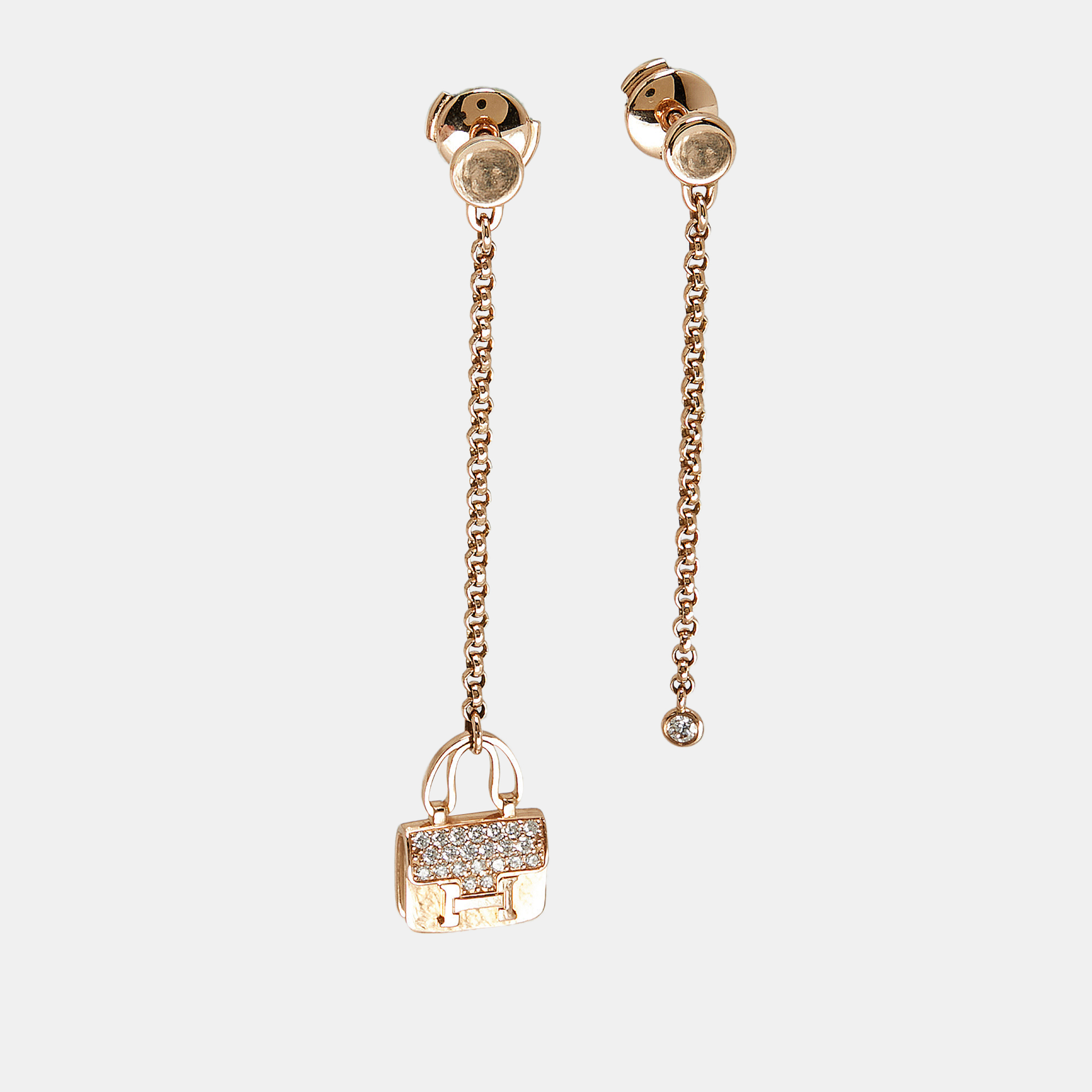 

Hermes Amulettes Constance Diamonds 18k Rose Gold Earrings